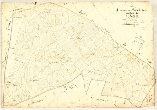 Faux-Villecerf, section D dite de La Motte, feuille n° 2, parcelles n° 849-1710