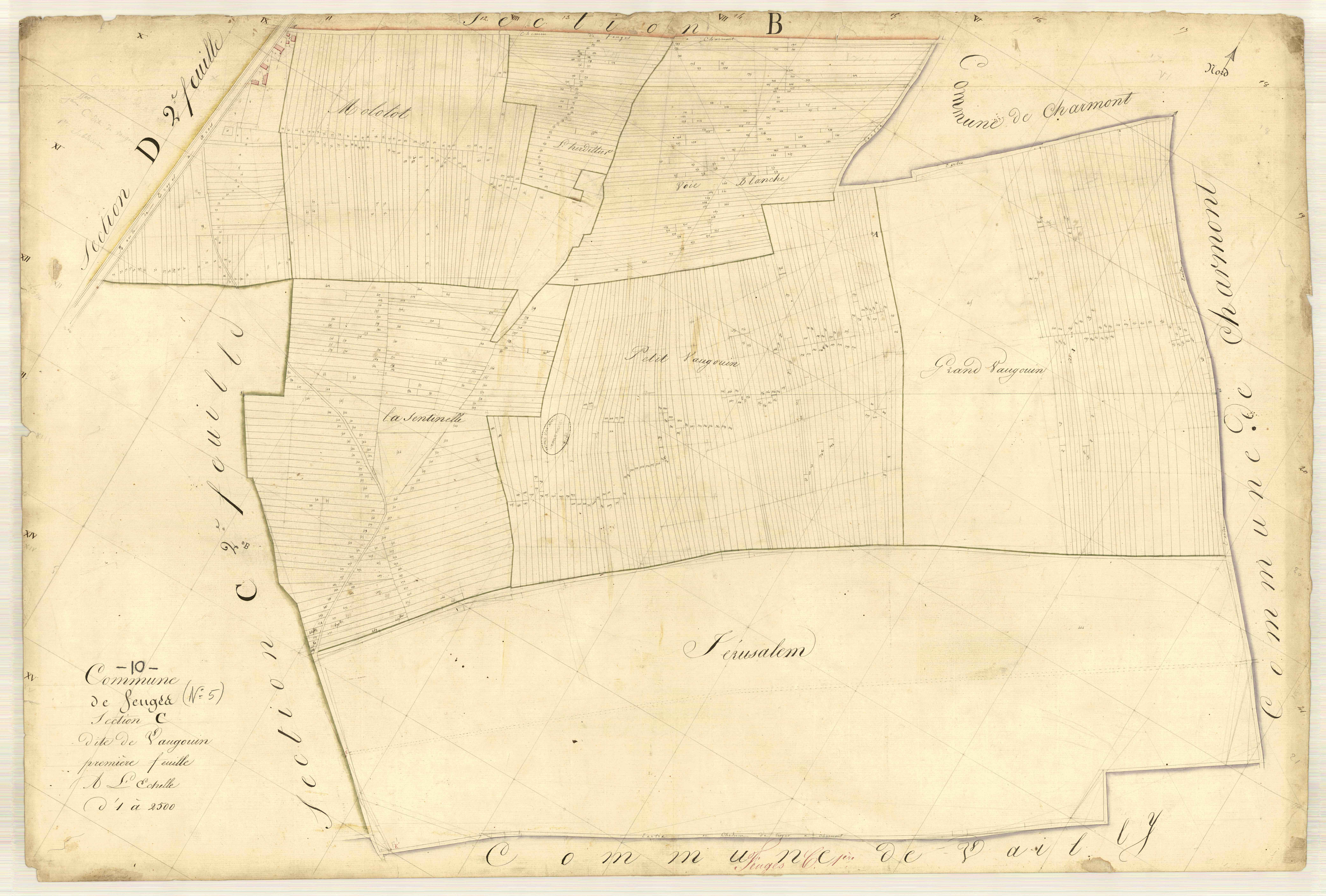 Feuges, section C dite de Vaugouin, feuille n° 1