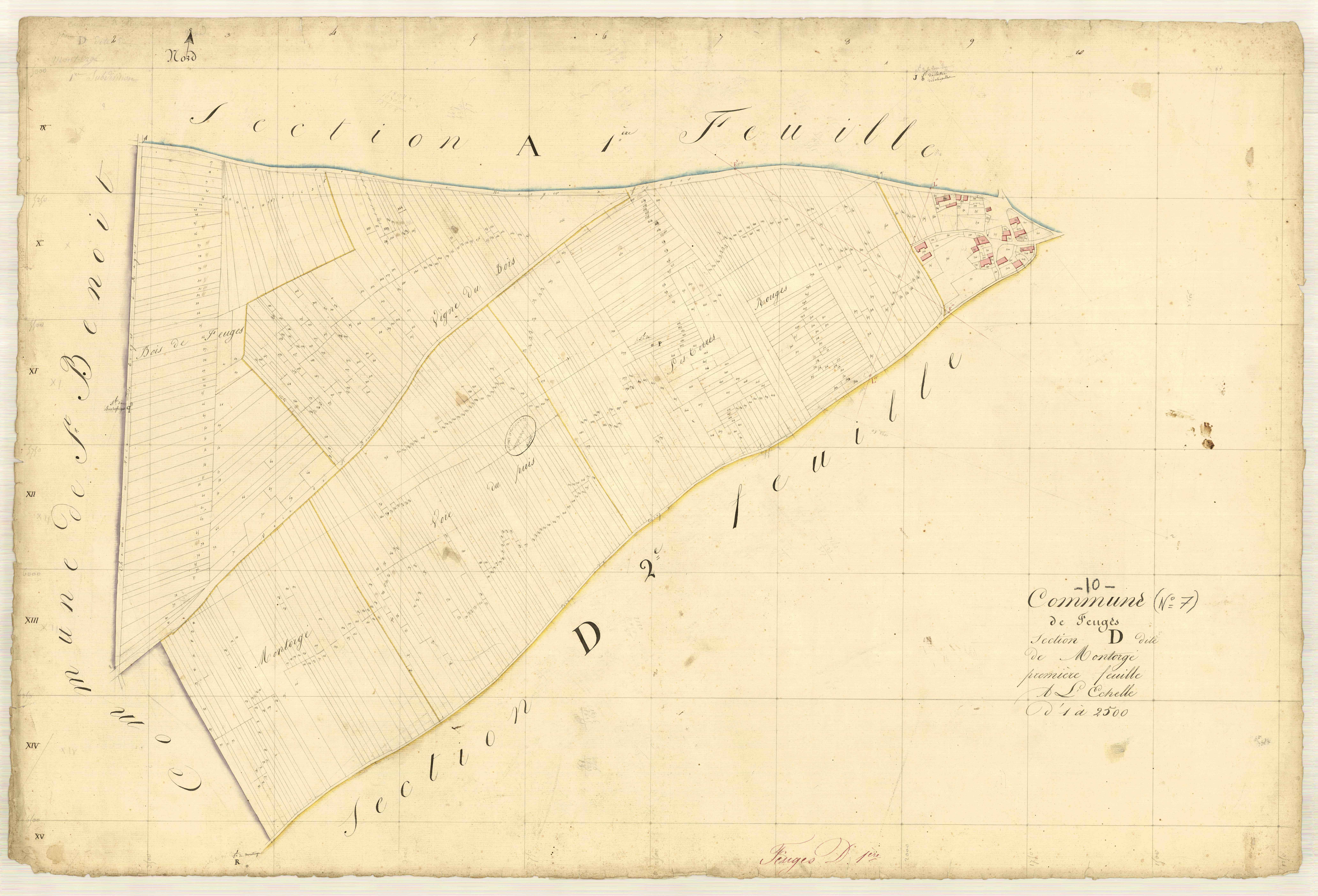 Feuges, section D dite de Montorge, feuille n° 1