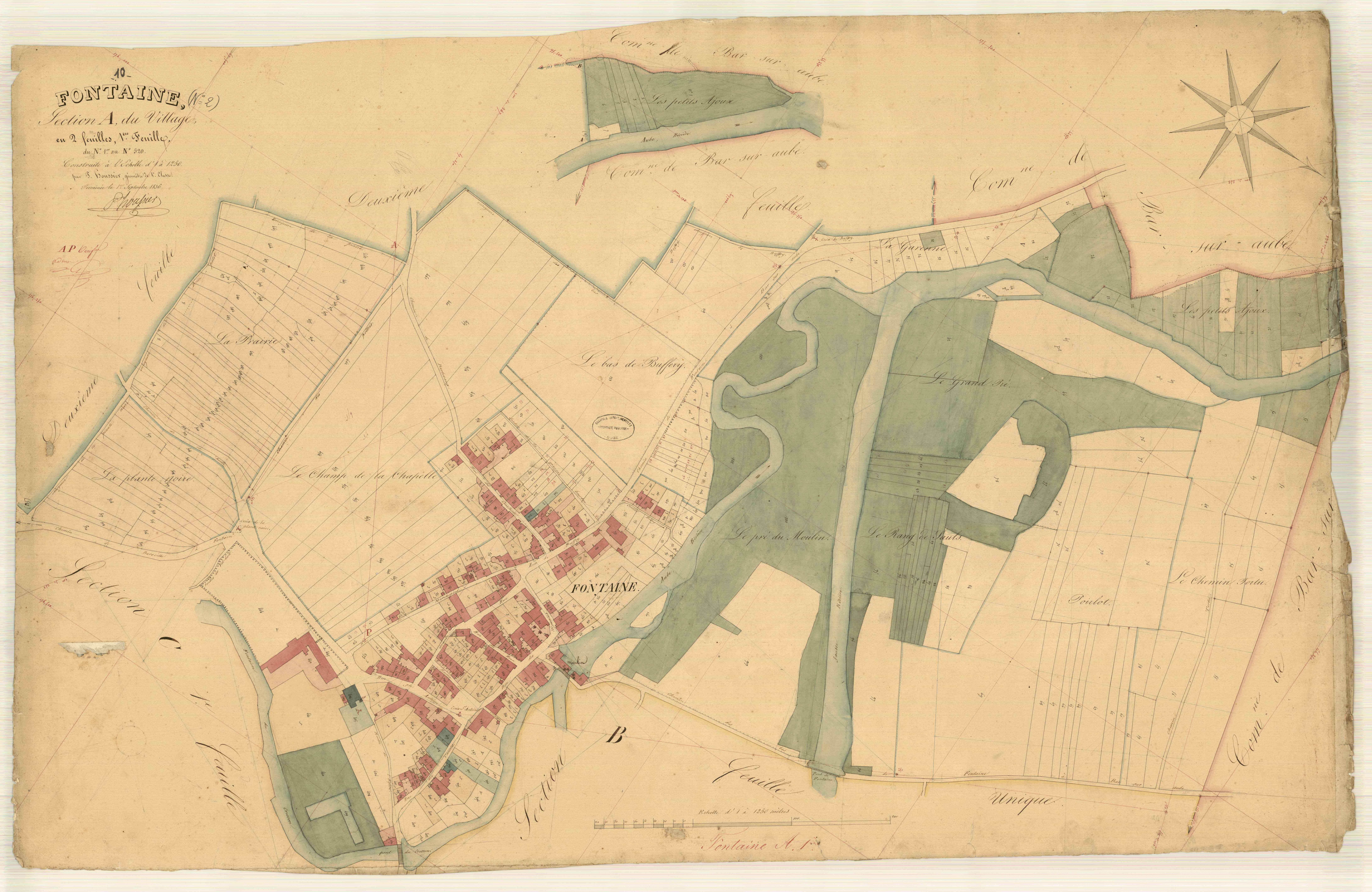 Fontaine, section A dite du village, feuille n° 1, parcelles n°1-520