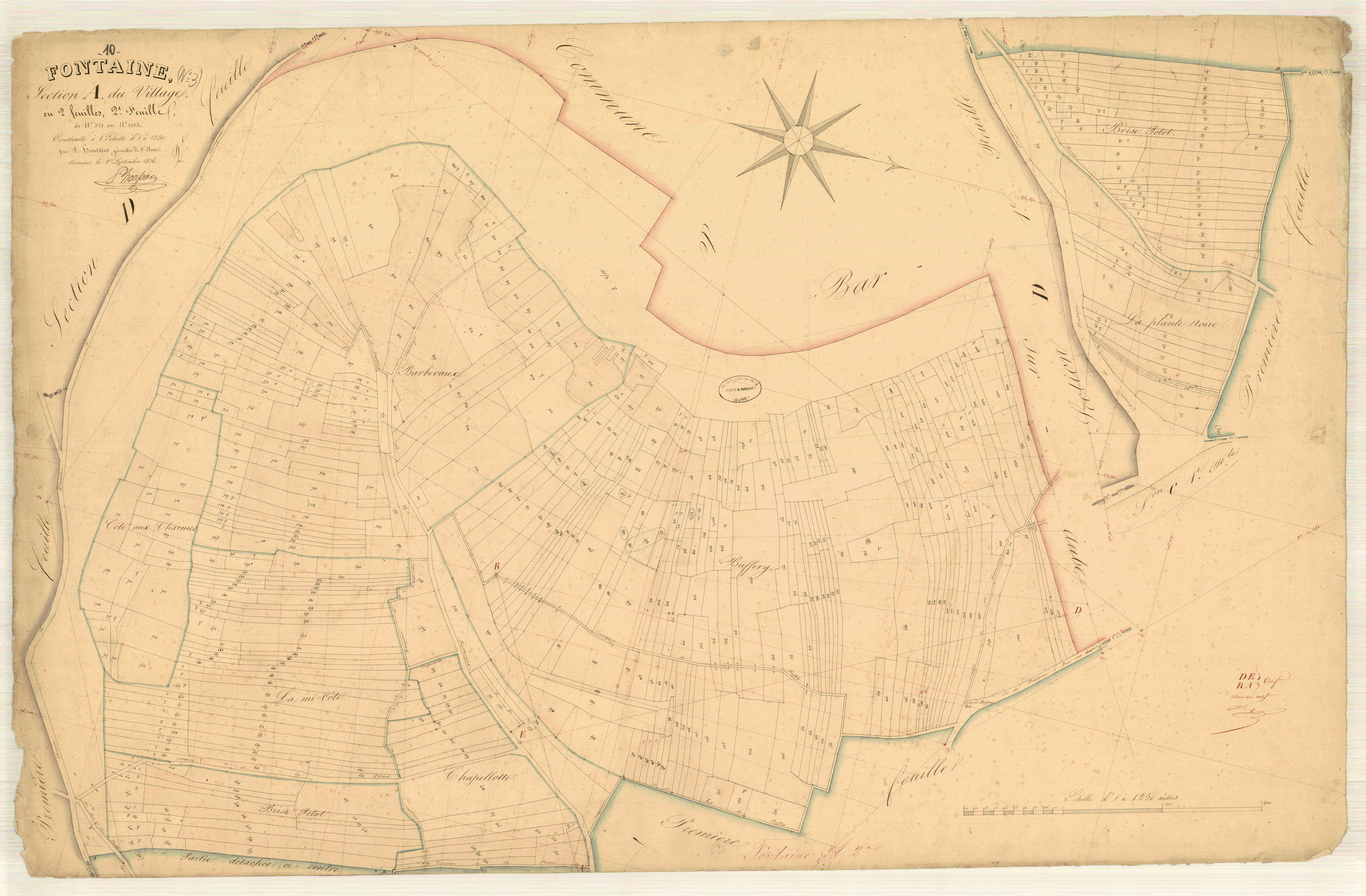 Fontaine, section A dite du village, feuille n° 2, parcelles n°521-1053