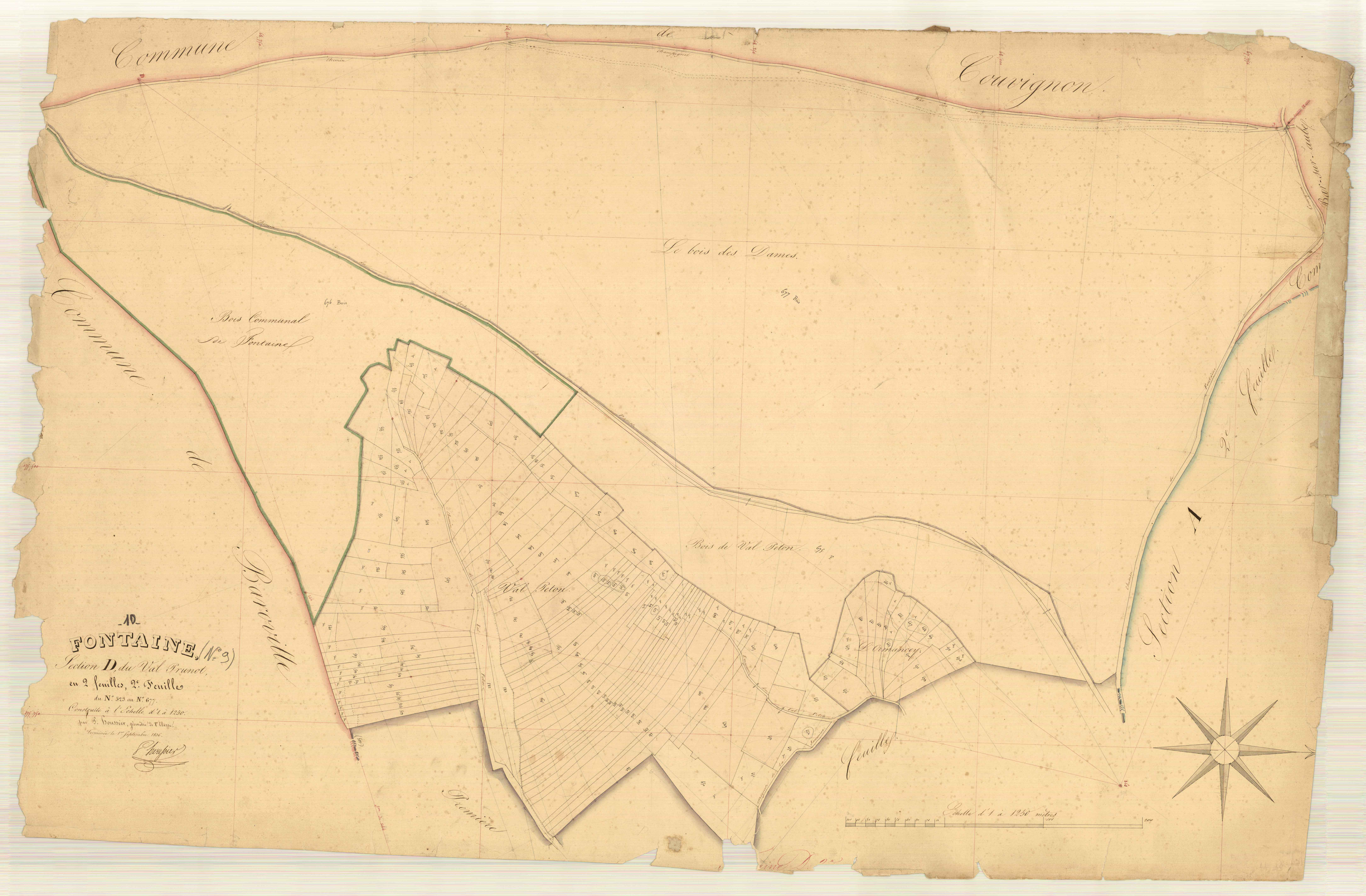Fontaine, section D dite du Val Prunot, feuille n° 2, parcelles n°523