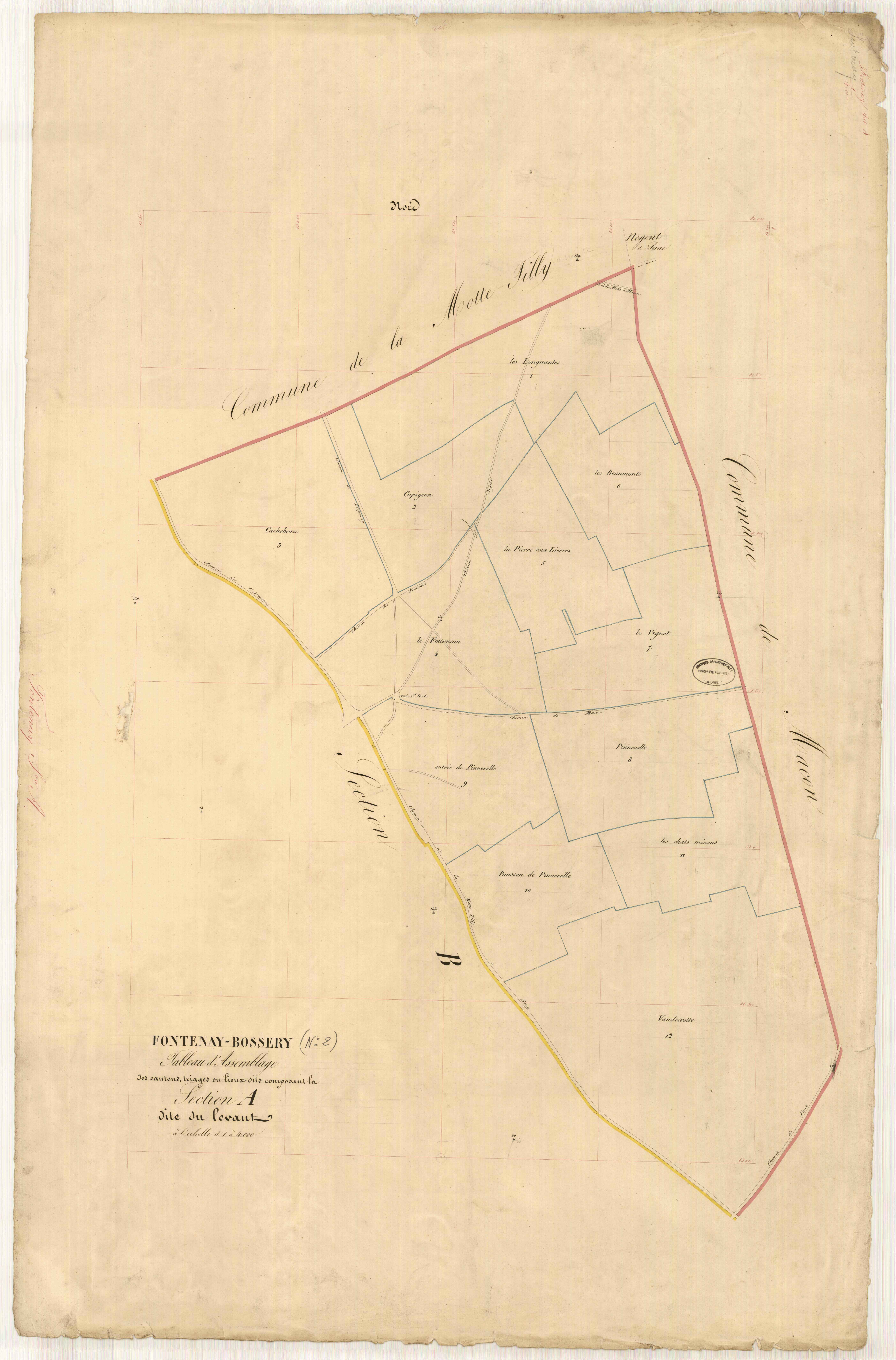 Fontenay-de-Bossery, tableau d'assemblage section A dite du Levant