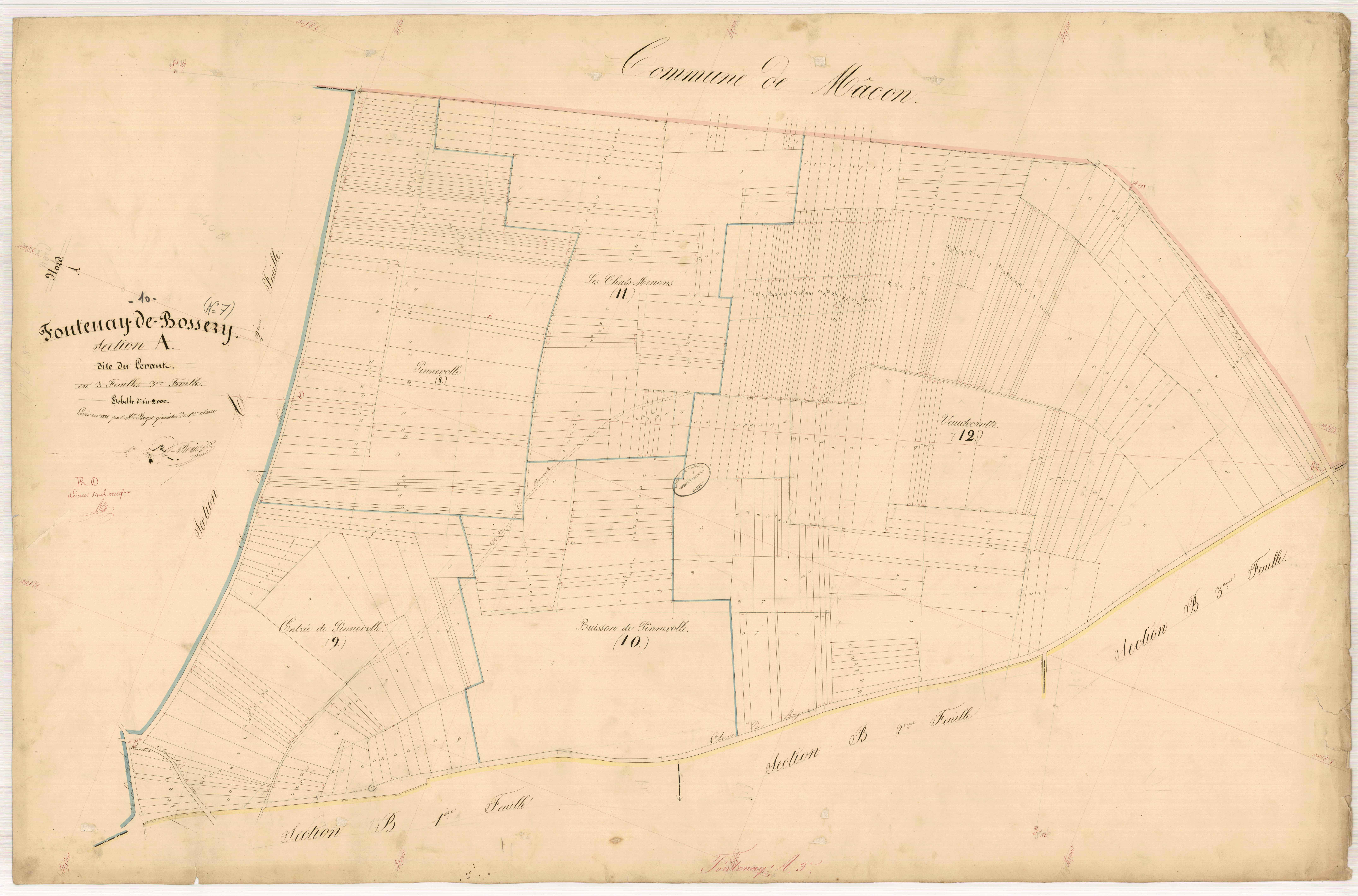Fontenay-de-Bossery, section A dite du Levant, feuille n° 3