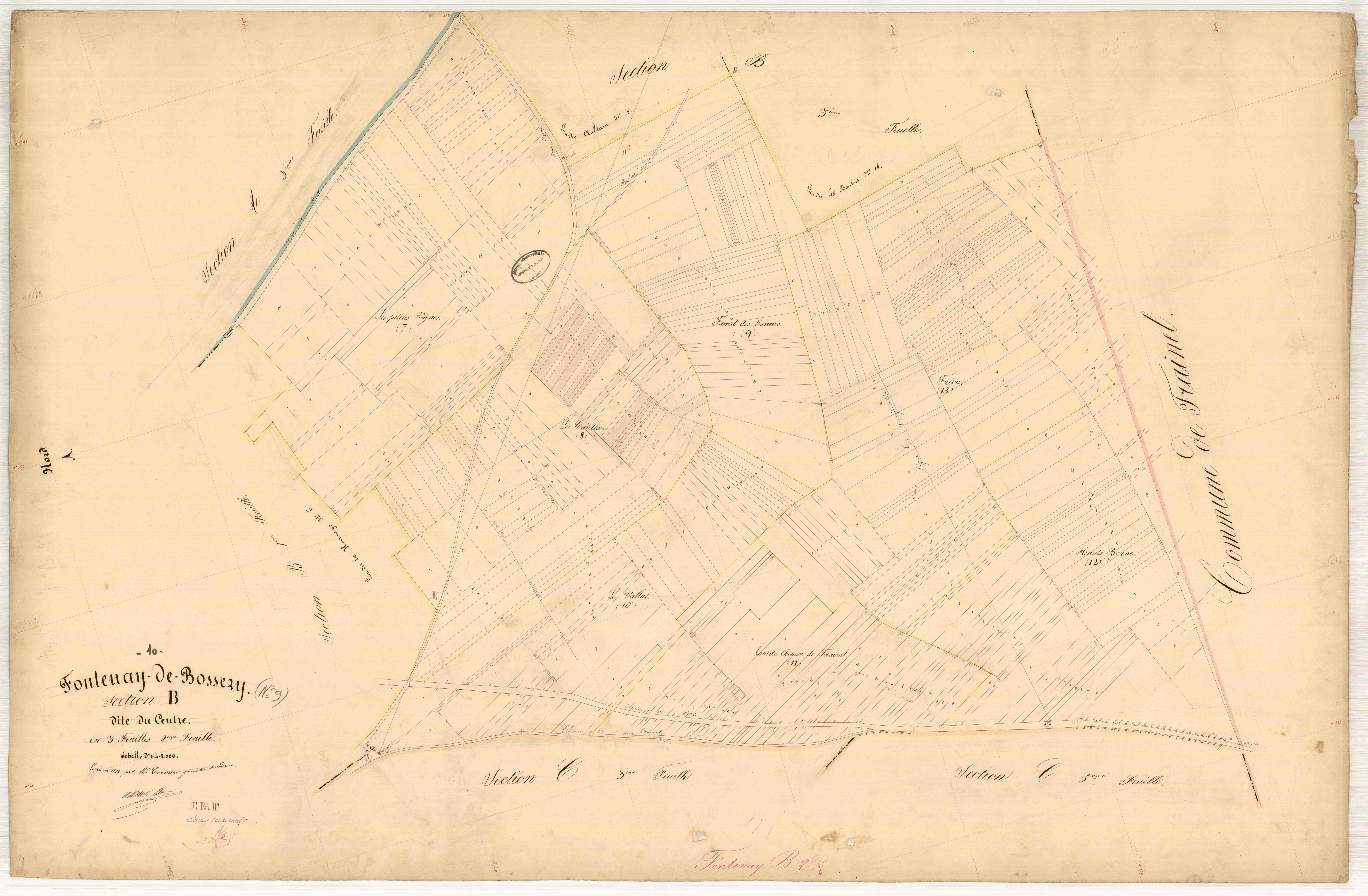Fontenay-de-Bossery, section B dite du Centre, feuille n° 2