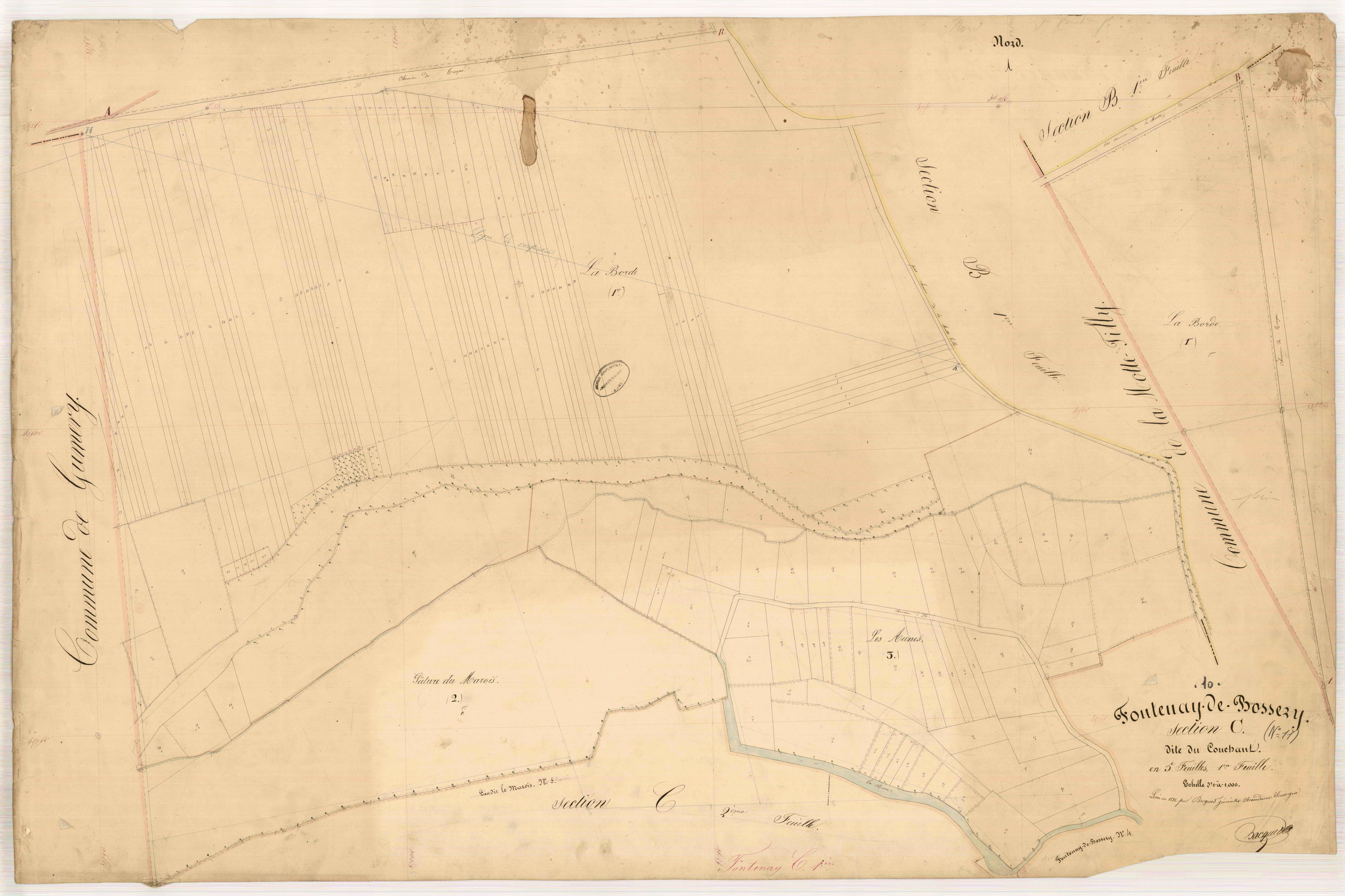 Fontenay-de-Bossery, section C dite du Couchant, feuille n° 1