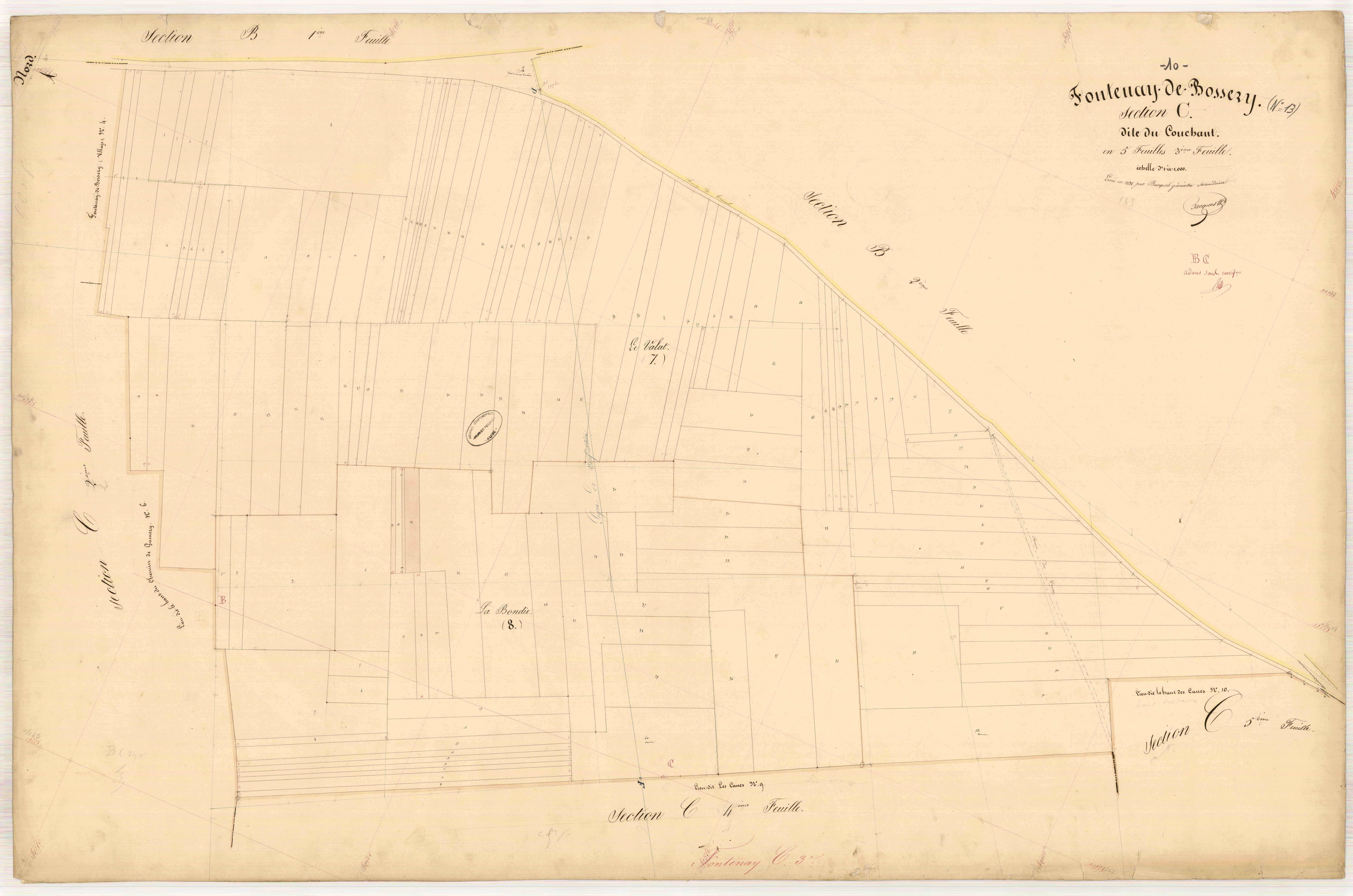 Fontenay-de-Bossery, section C dite du Couchant, feuille n° 3