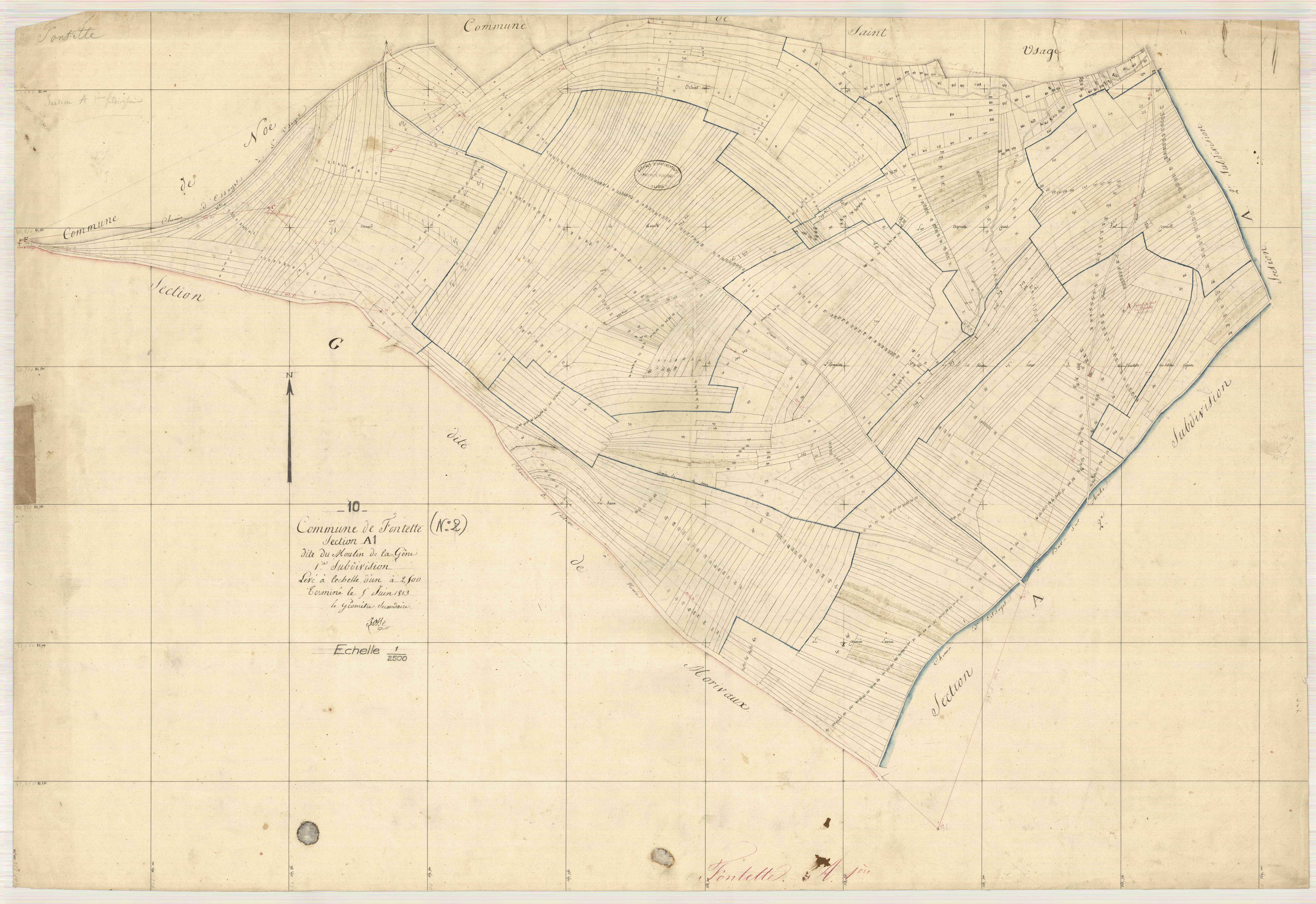 Fontette, section A dite du Moulin de la Gêne, feuille n° 1