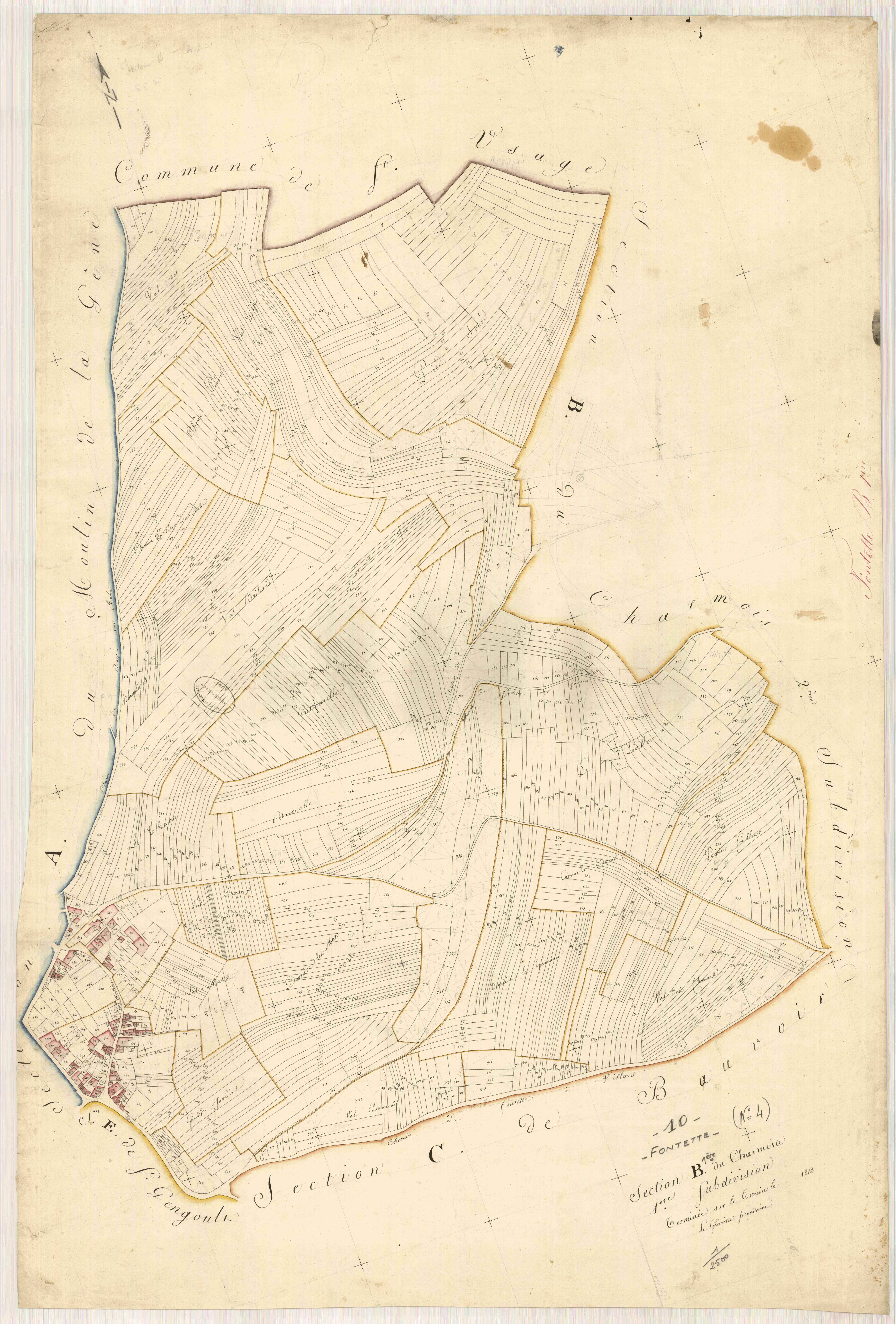 Fontette, section B dite du Charmois, feuille n° 1