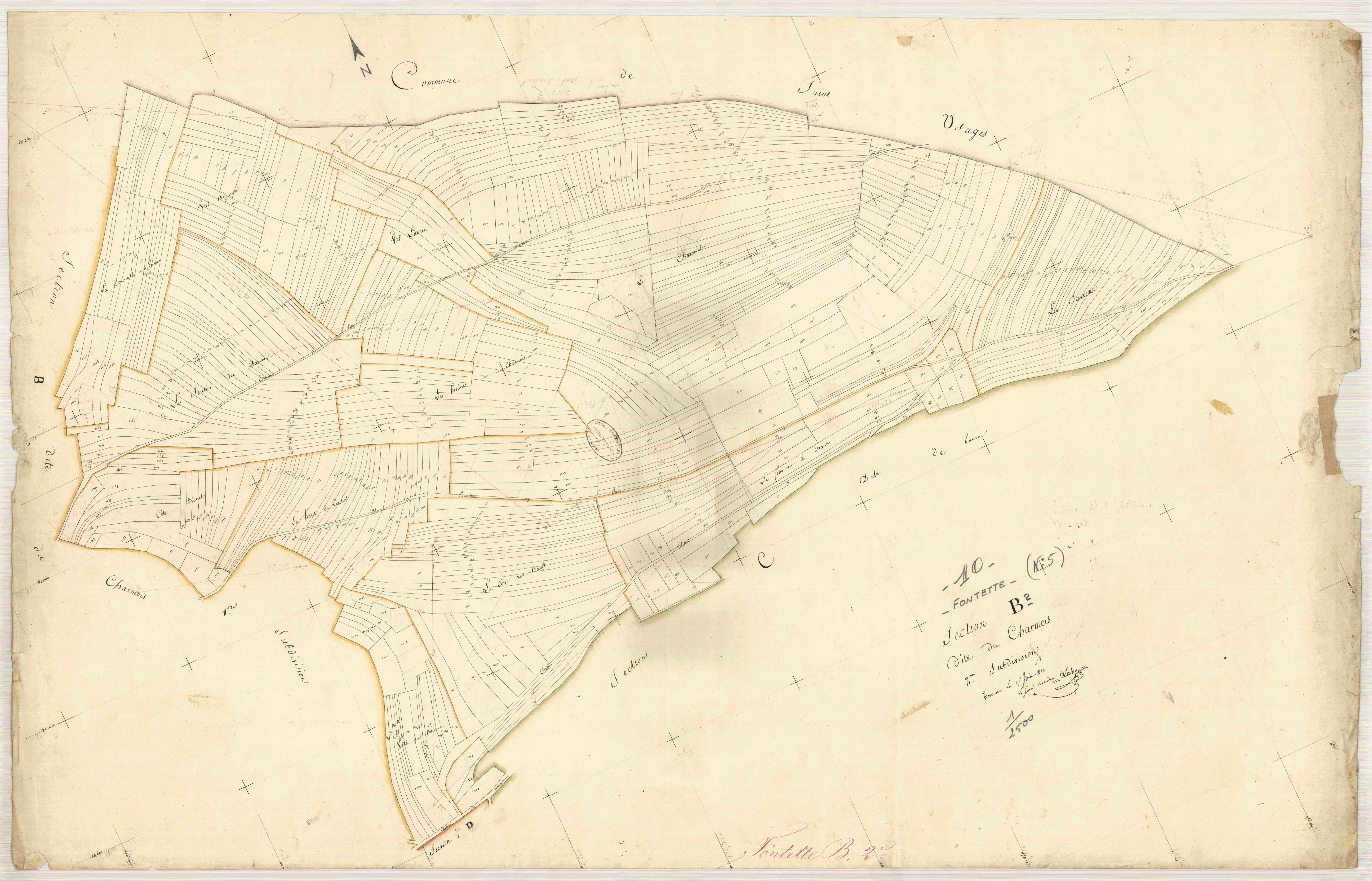 Fontette, section B dite du Charmois, feuille n° 2