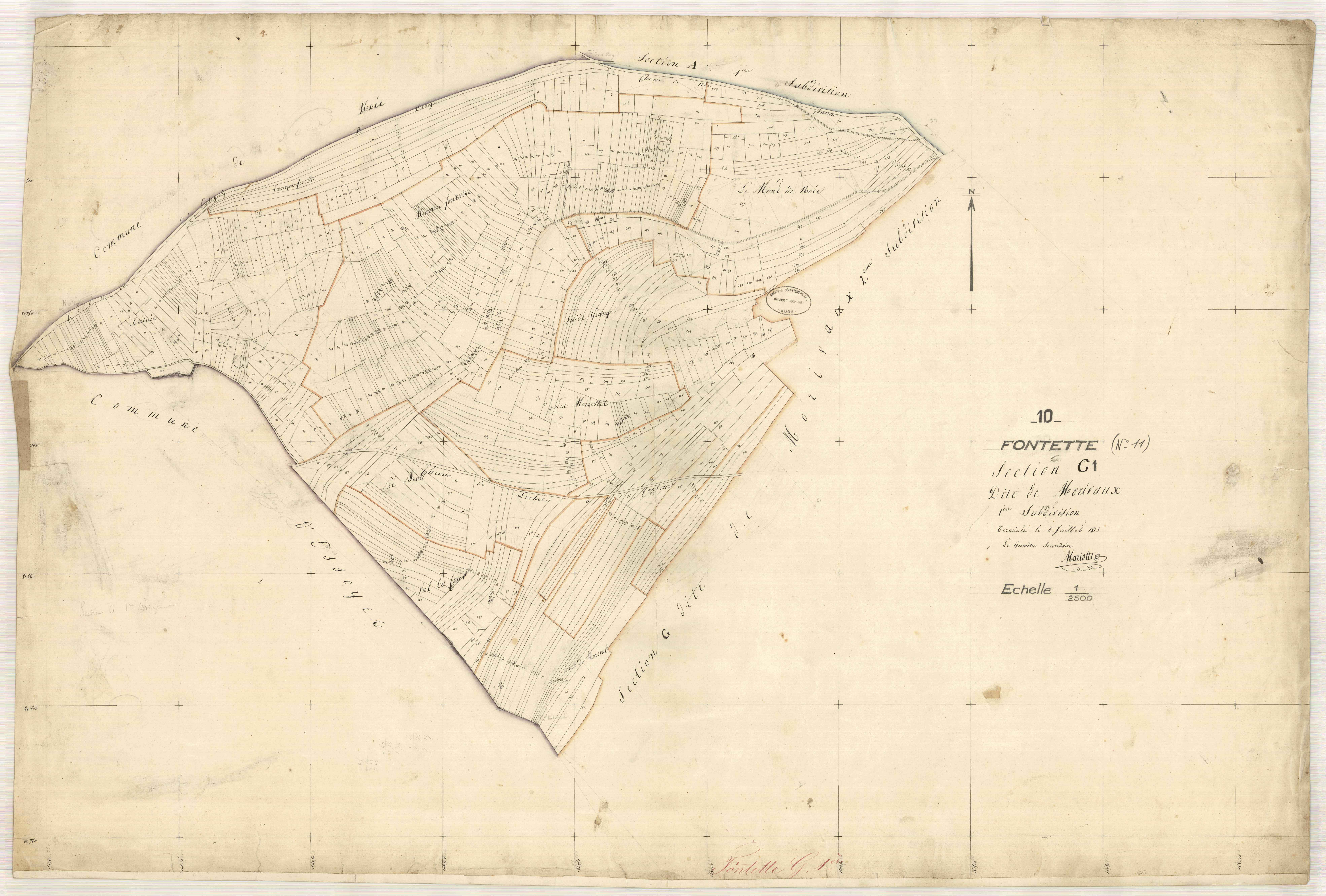 Fontette, section G dite de Marivaux, feuille n° 1