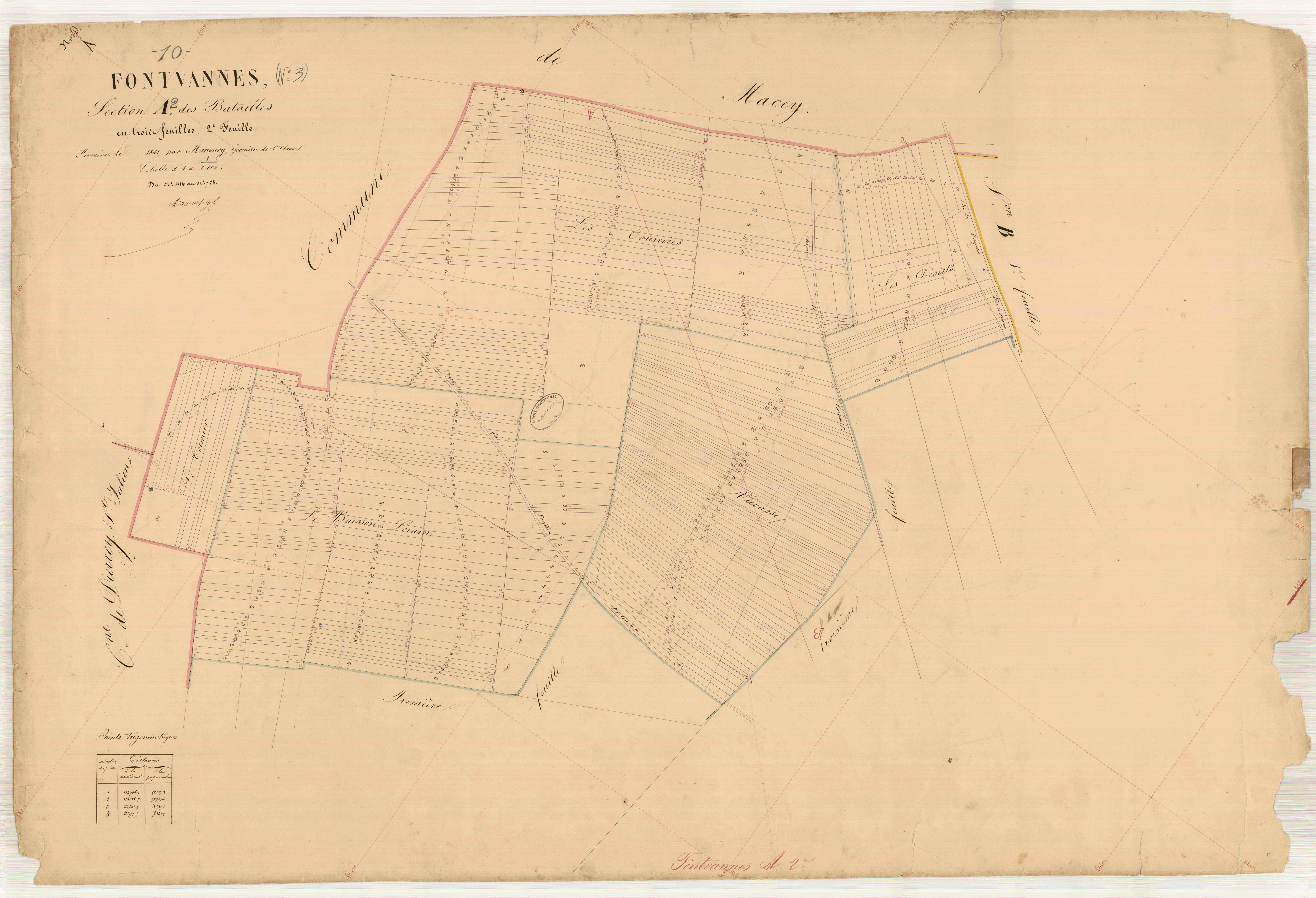 Fontvannes, section A dite des Batailles, feuille n° 2, parcelles n°416-728