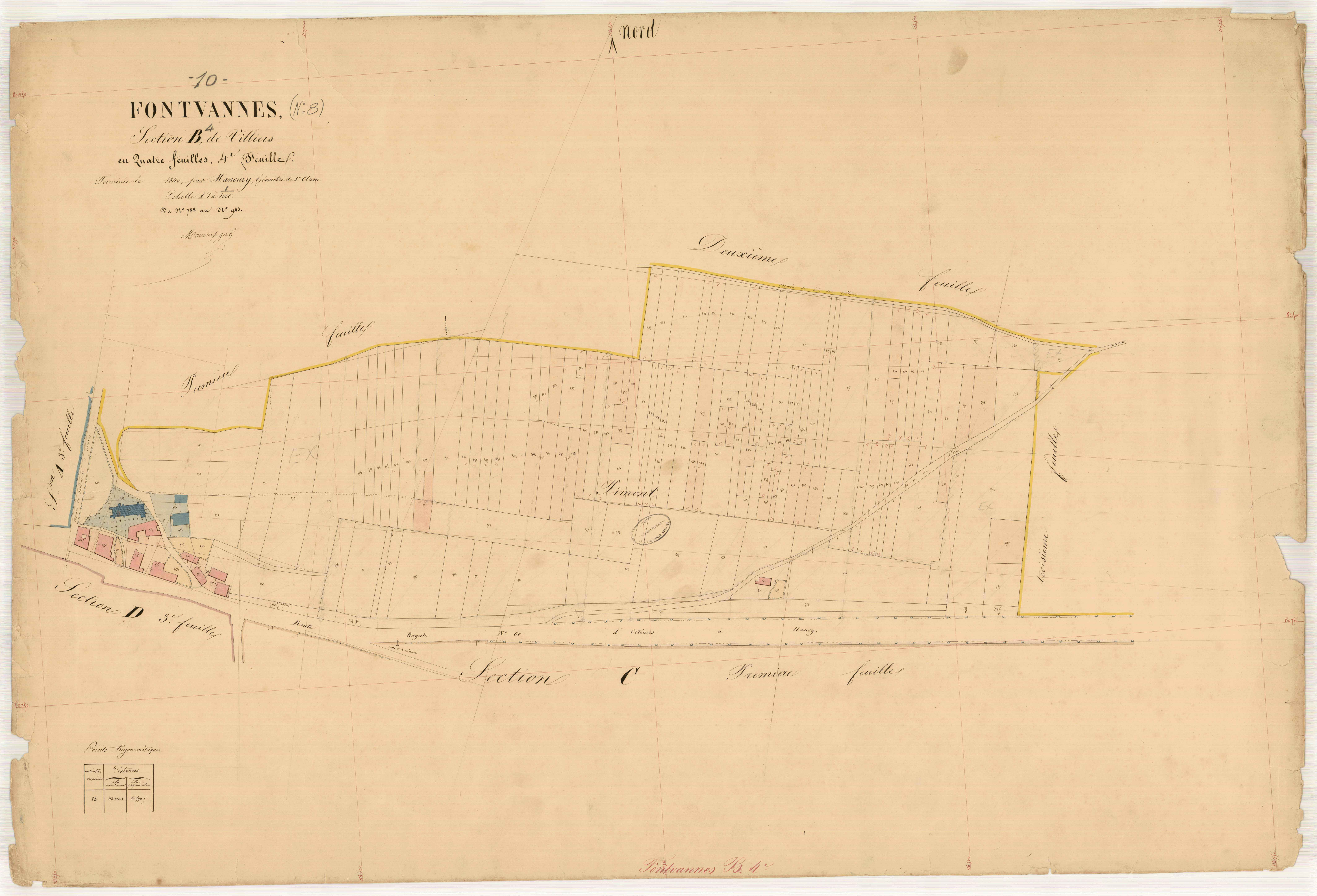 Fontvannes, section B dite de Villiers, feuille n° 4, parcelles n°788-943