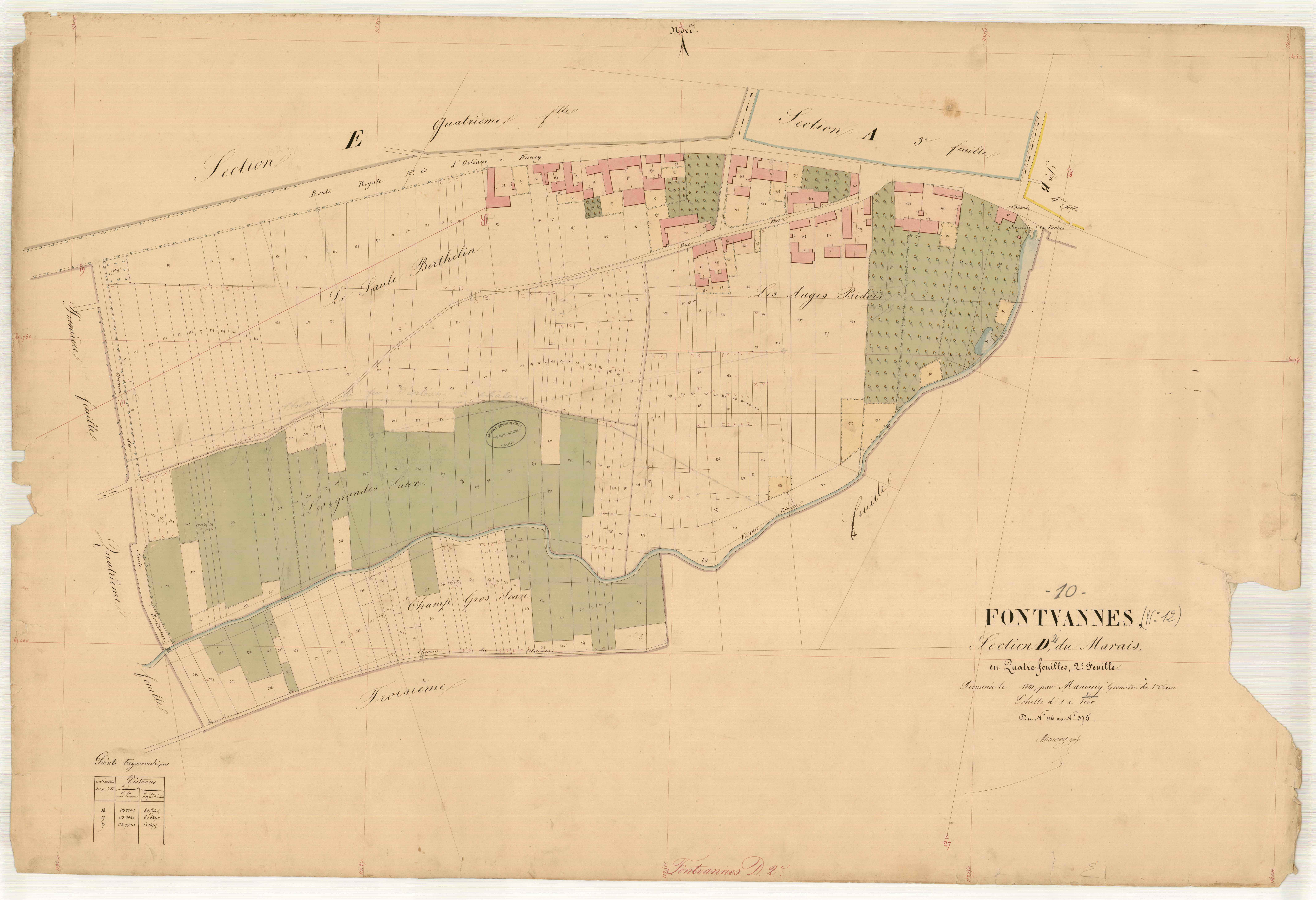 Fontvannes, section D dite du Marais, feuille n° 2, parcelles n°116-375