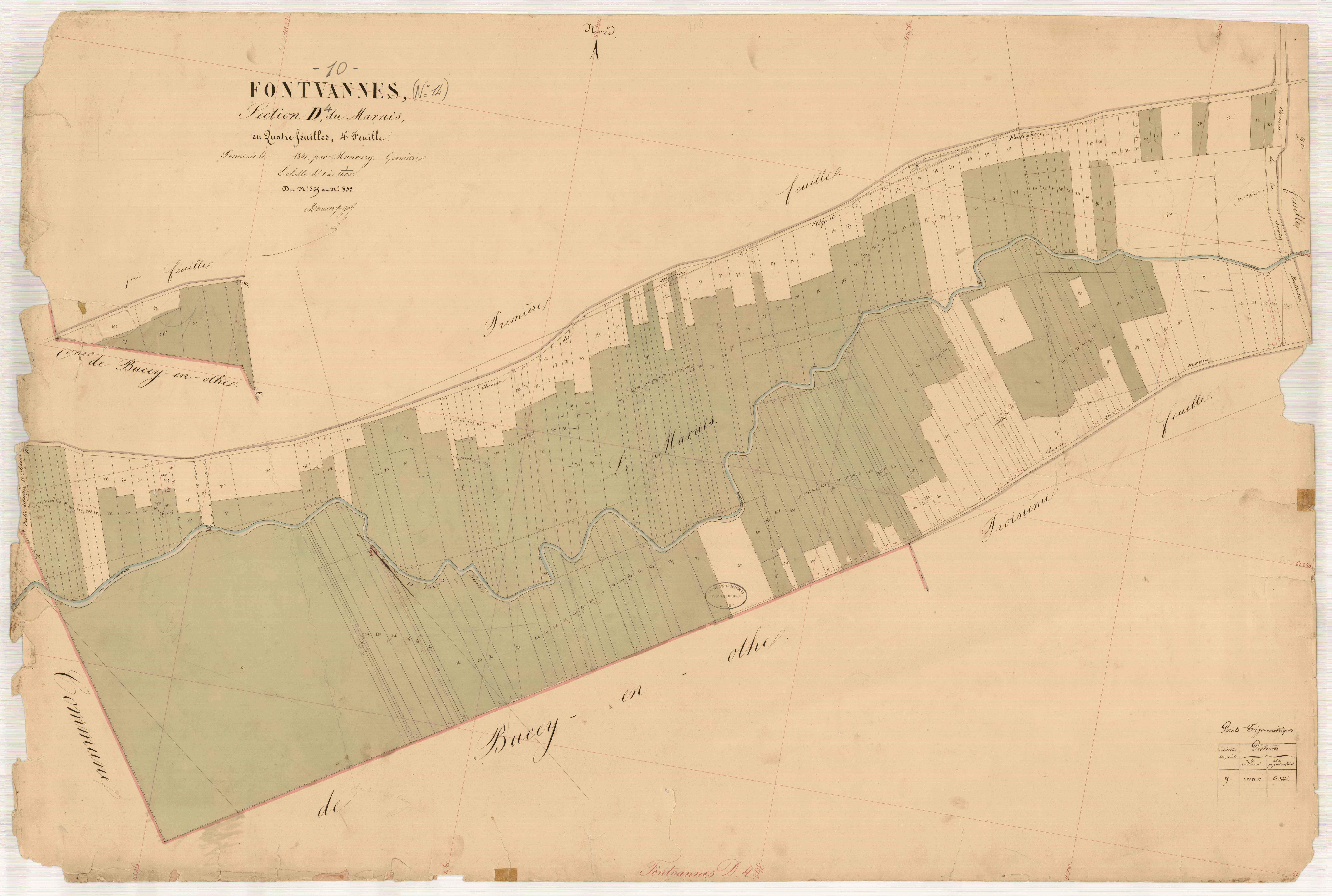 Fontvannes, section D dite du Marais, feuille n° 4, parcelles n°565-833
