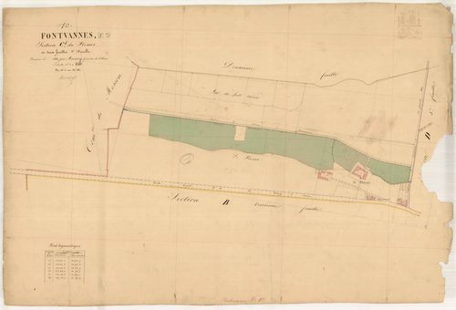 Fontvannes, section C dite du Plessis, feuille n° 1, parcelles n°1-42