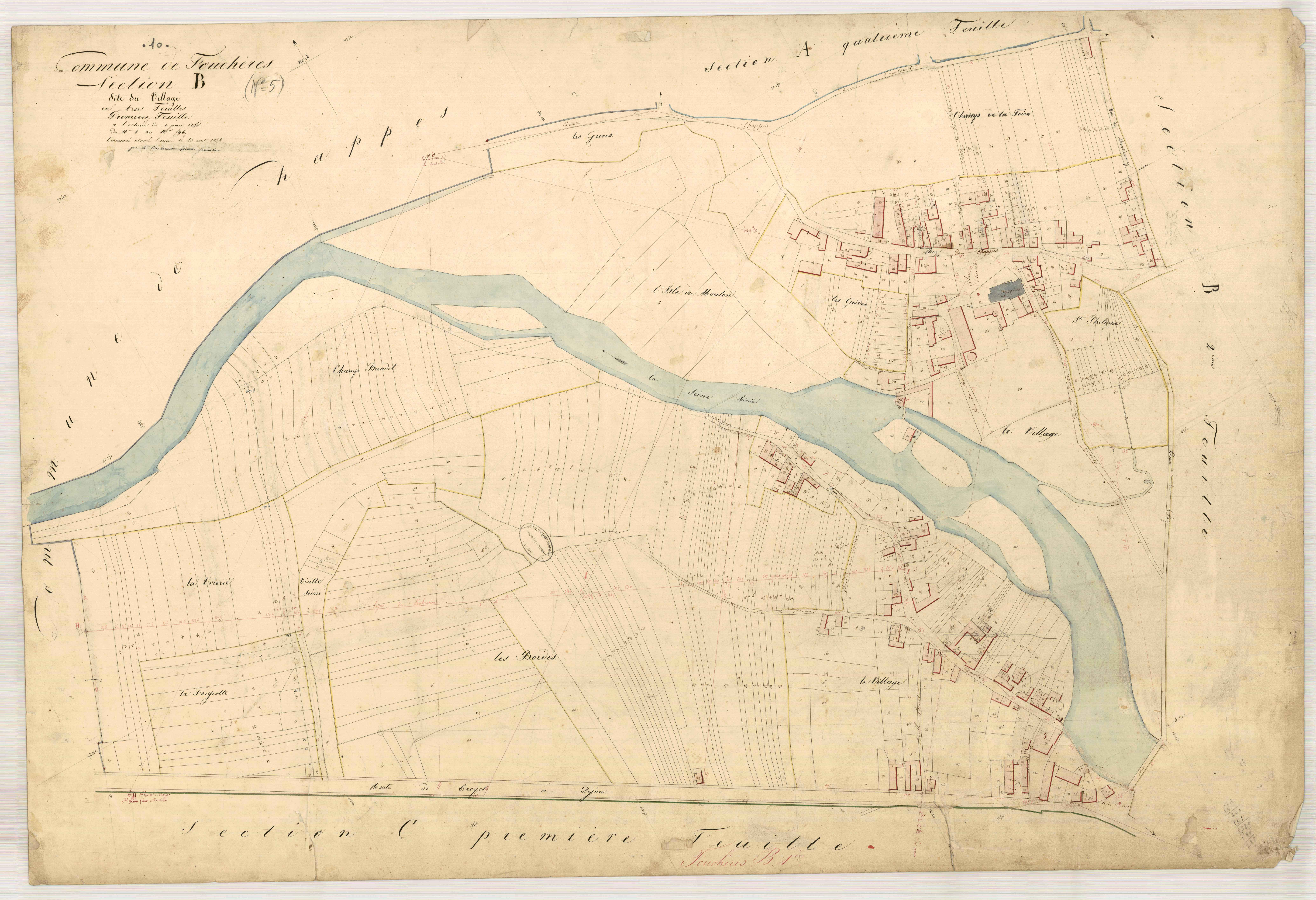 Fouchères, section B dite du Village, feuille n° 1, parcelles n° 1-596