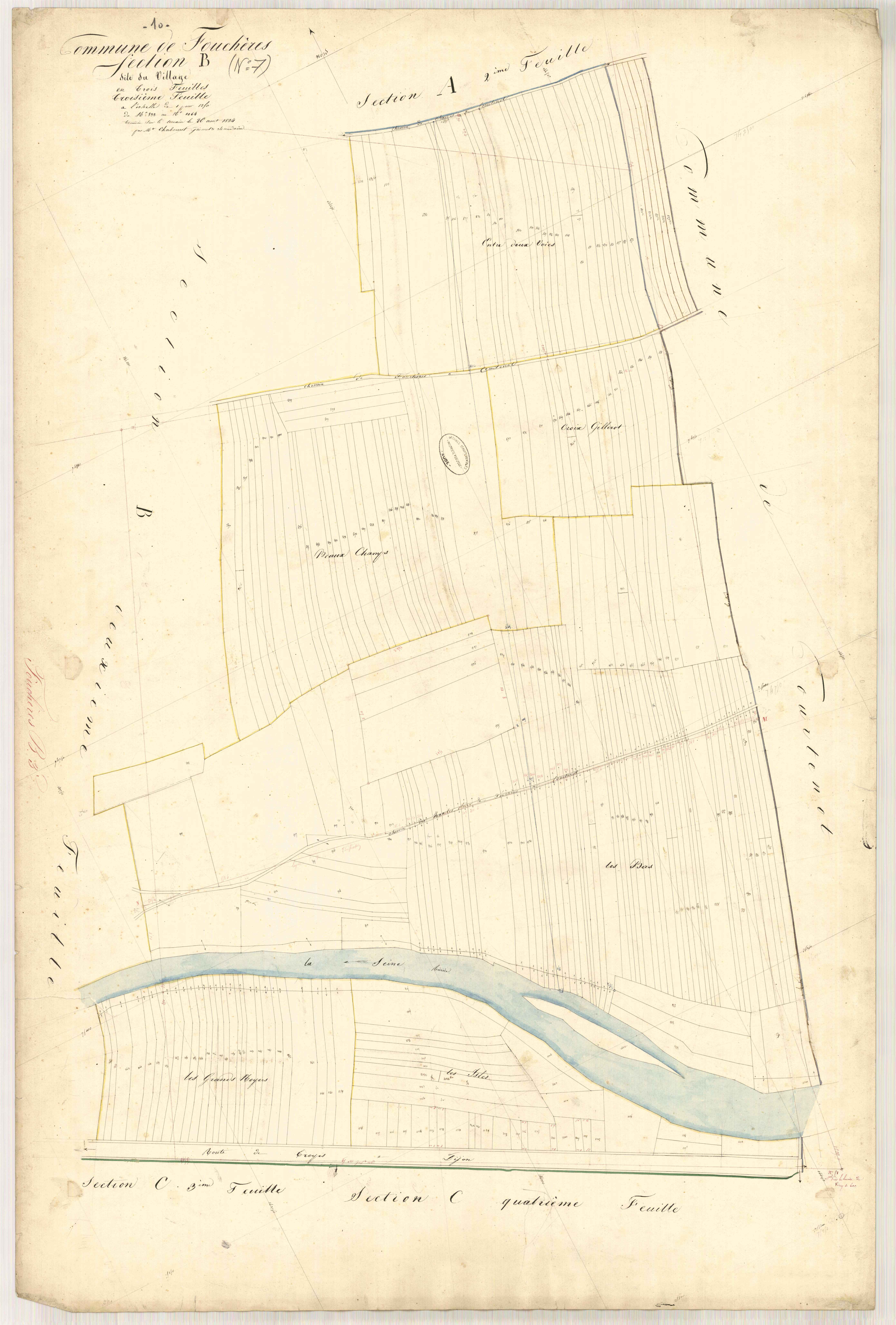 Fouchères, section B dite du Village, feuille n° 3, parcelles n° 832