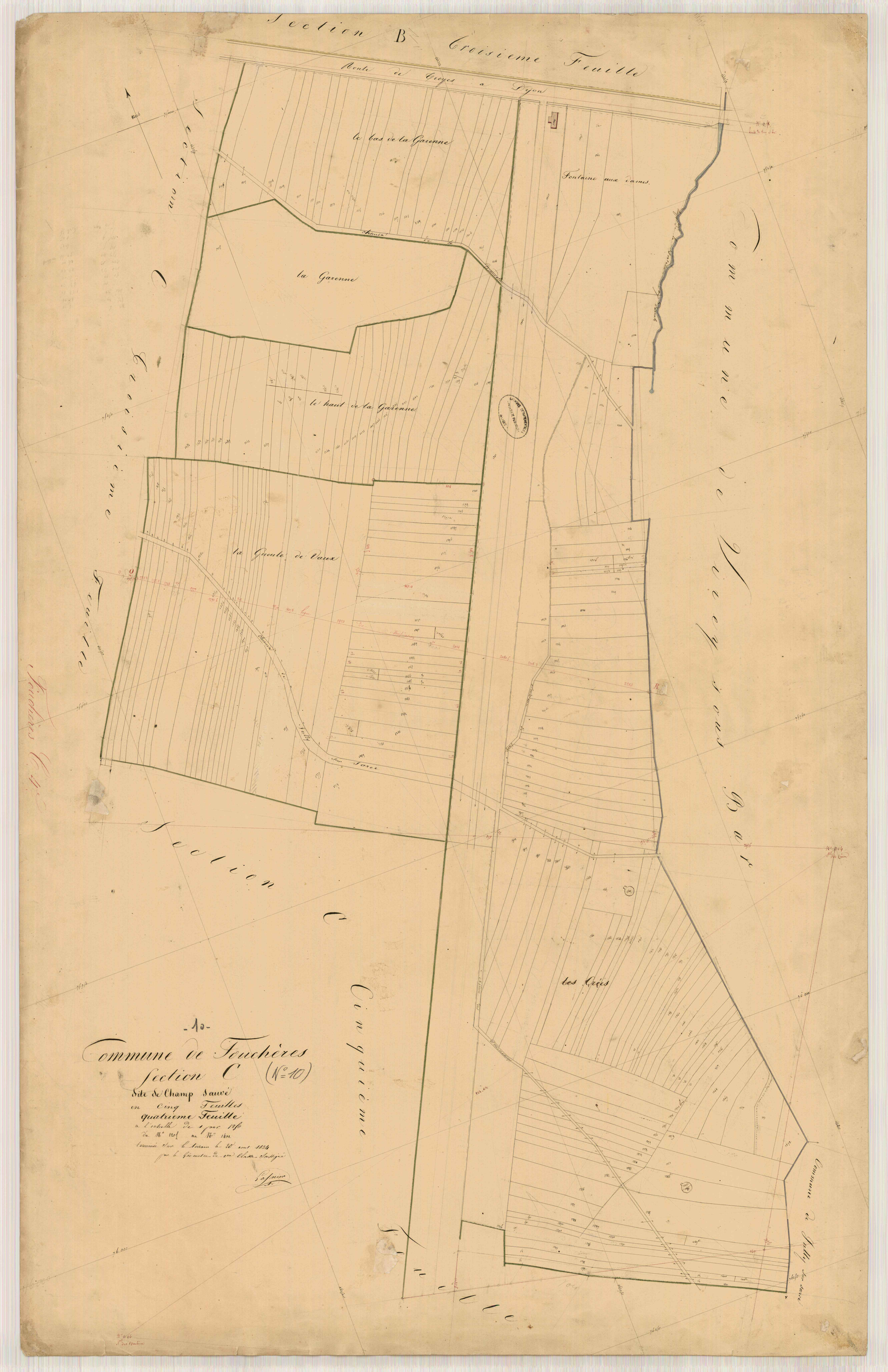 Fouchères, section C dite de Champs Sauvé, feuille n° 4, parcelles n° 1205-1401