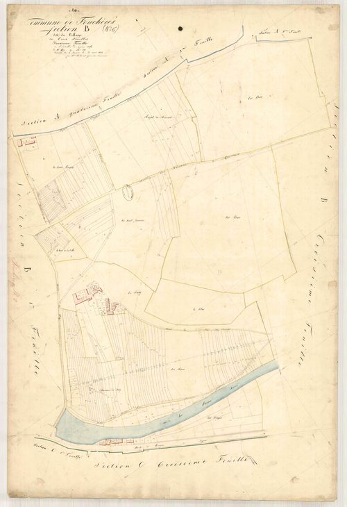 Fouchères, section B dite du Village, feuille n° 2, parcelles n° 597-831
