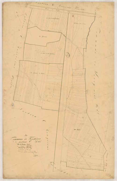 Fouchères, section C dite de Champs Sauvé, feuille n° 4, parcelles n° 1205-1401