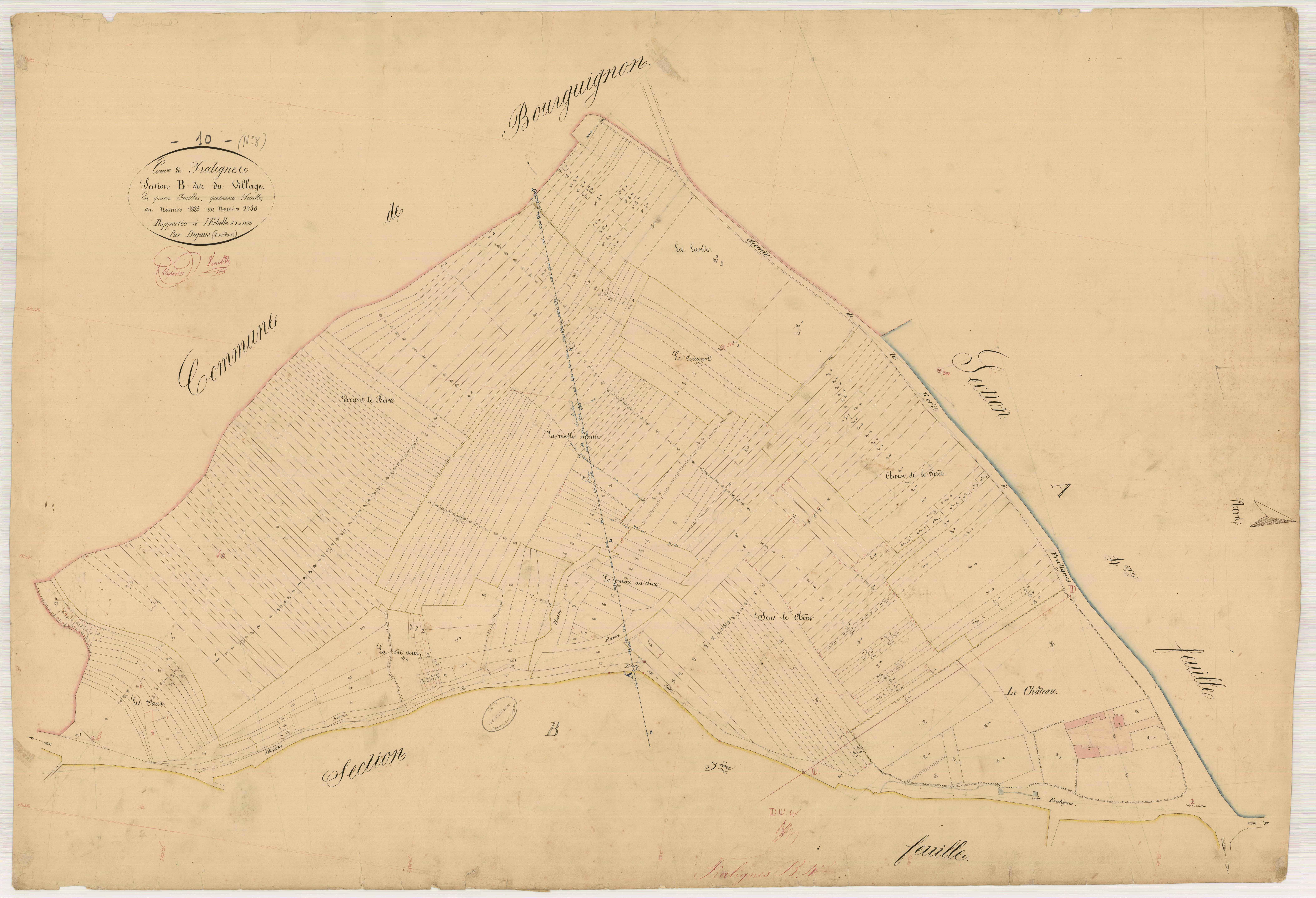 Fralignes, section B dite du Village, feuille n° 4, parcelles n°1885-2250