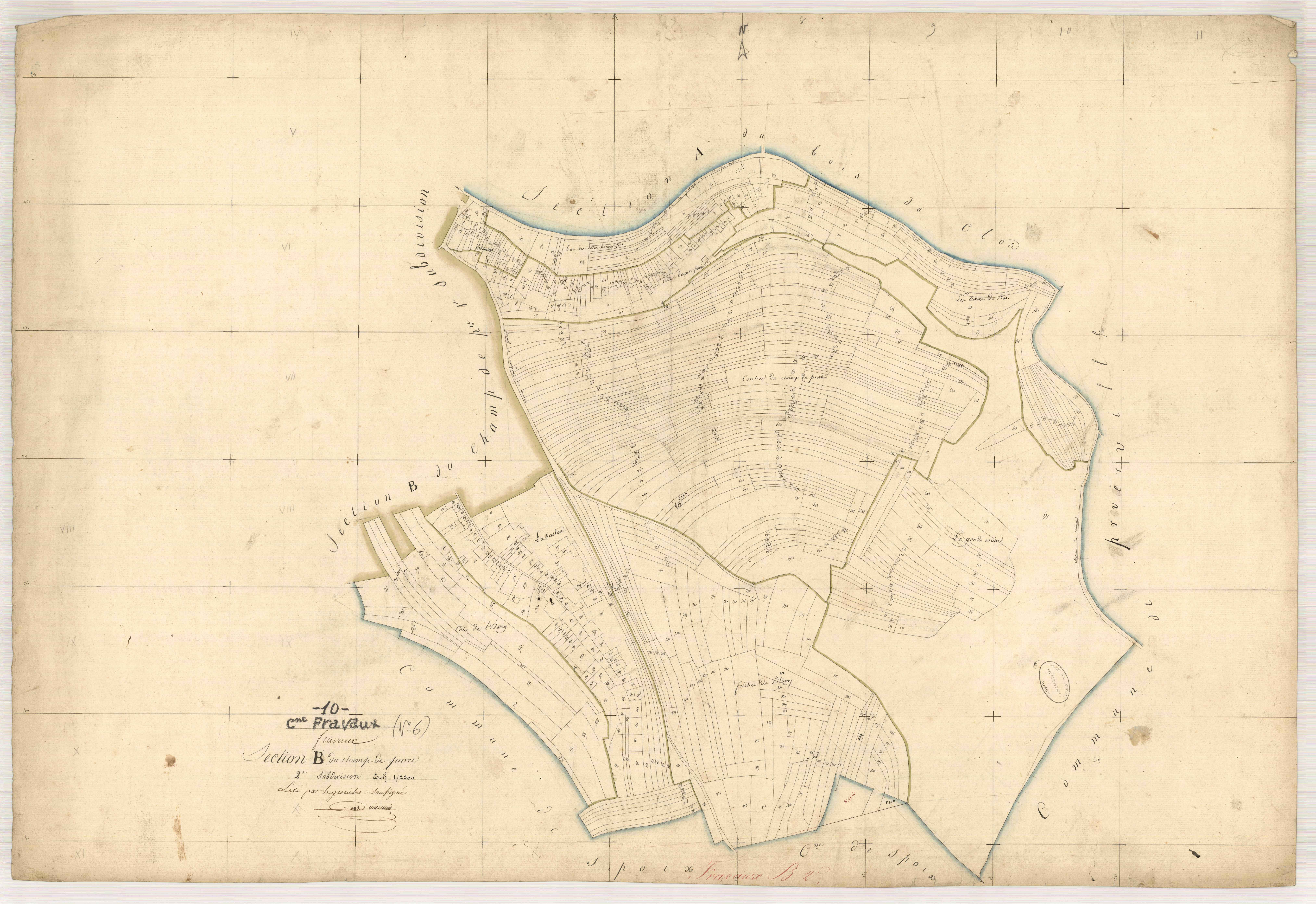 Fravaux, section B dite du Champ-de-Pierre, feuille n° 2