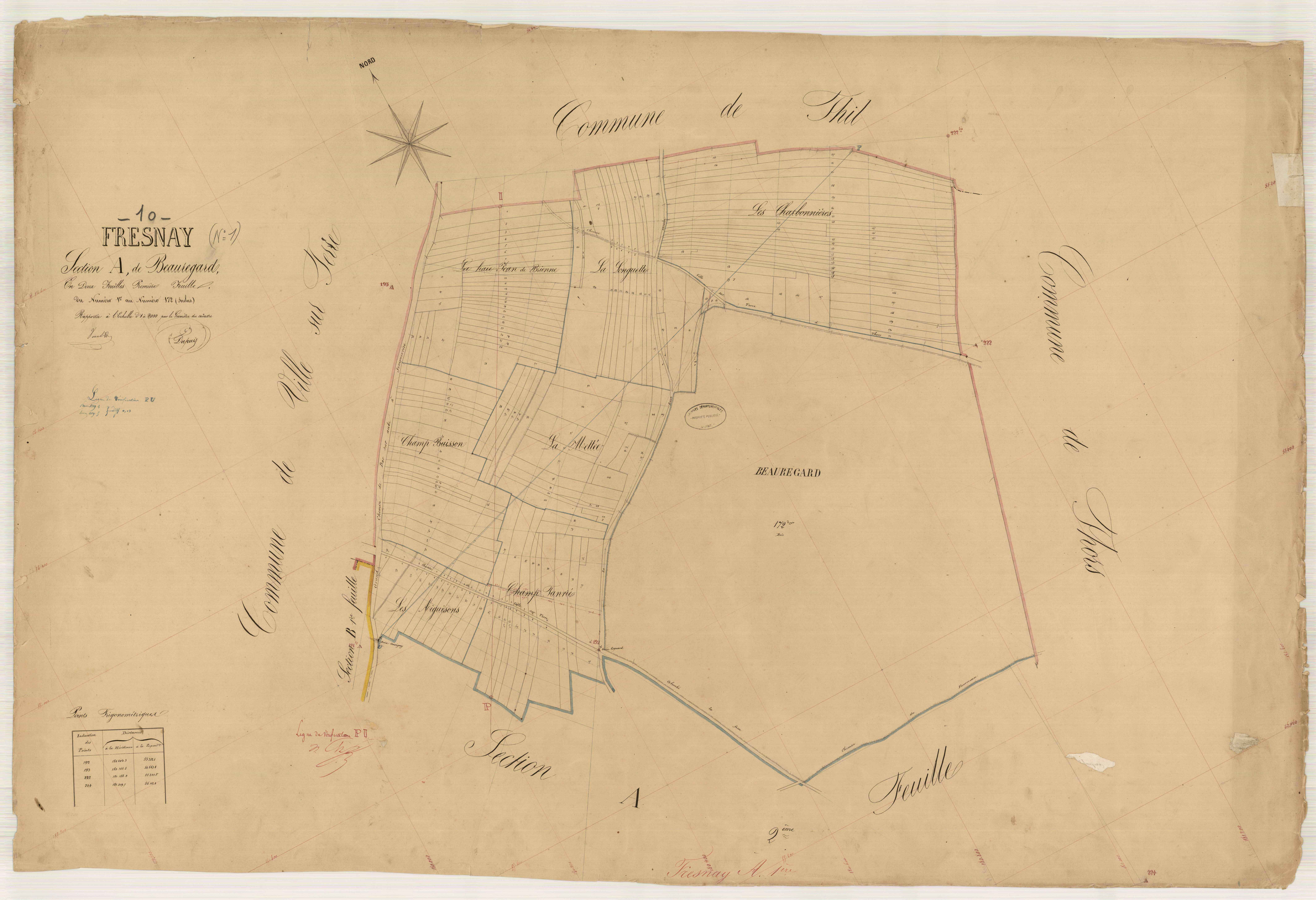 Fresnay, section A dite de Beauregard, feuille n° 1, parcelles n° 1-172