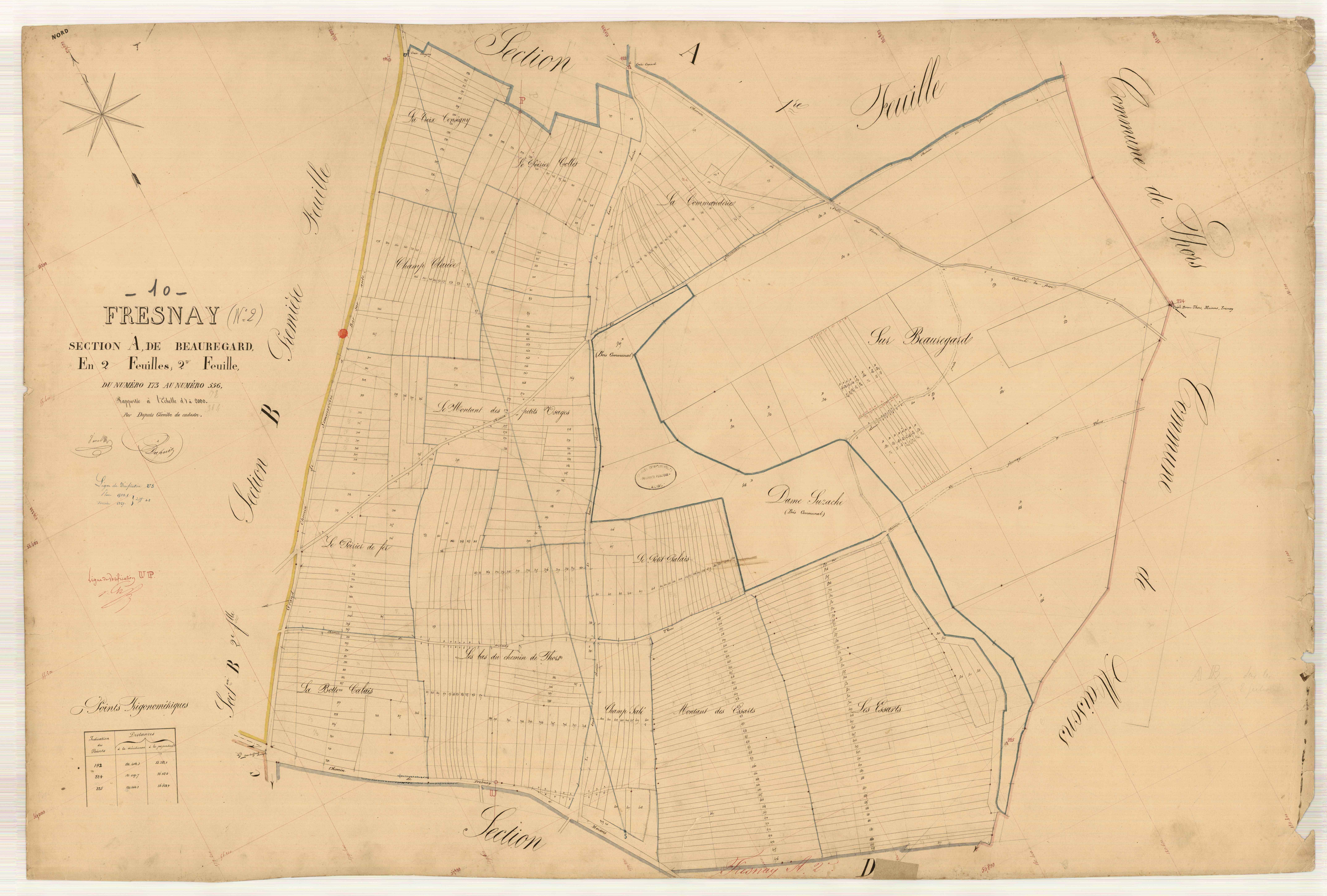 Fresnay, section A dite de Beauregard, feuille n° 2, parcelles n° 173-556
