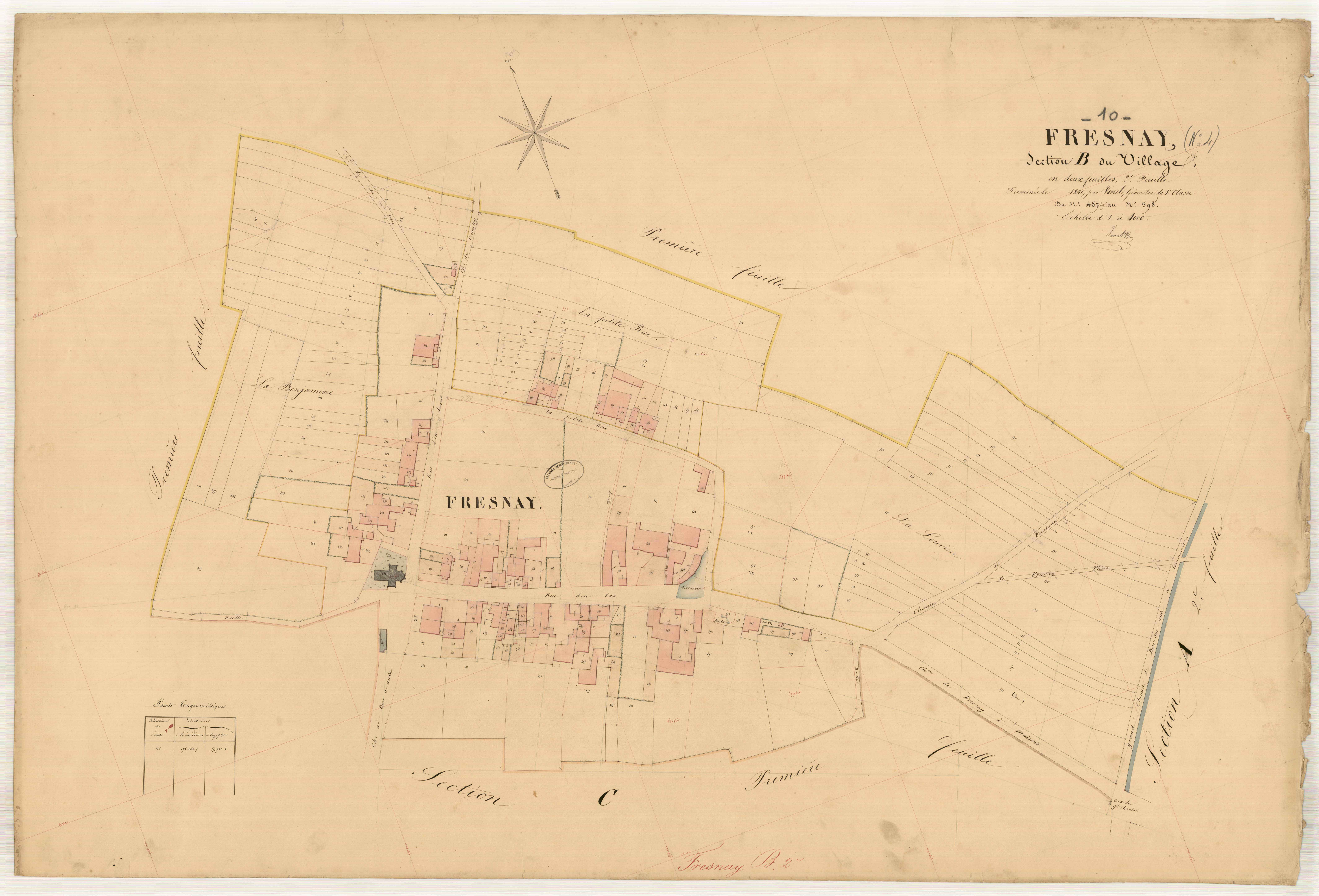 Fresnay, section B dite du Village, feuille n° 2, parcelles n° 395-598