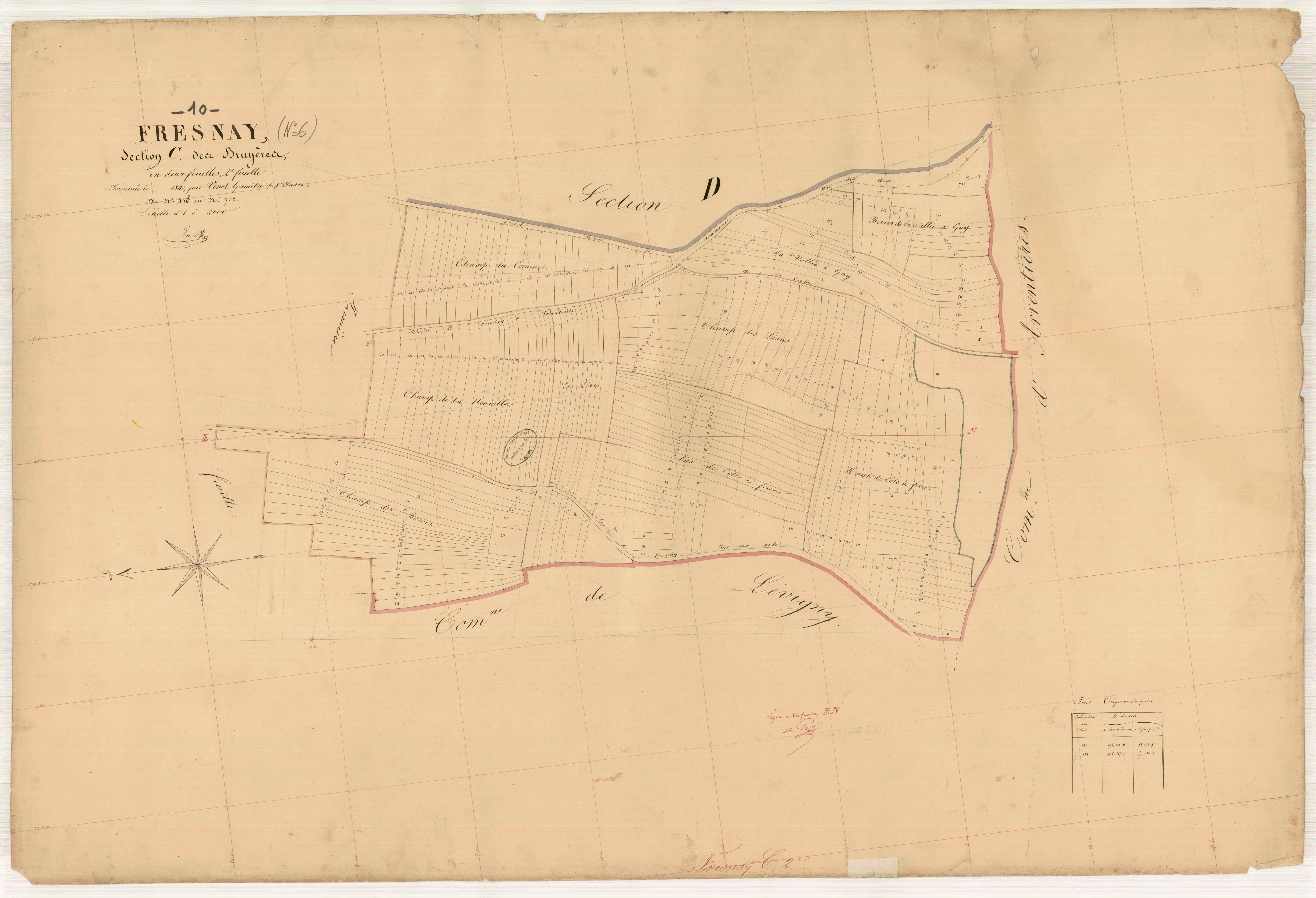 Fresnay, section C dite des Bruyères, feuille n° 2, parcelles n° 458-703
