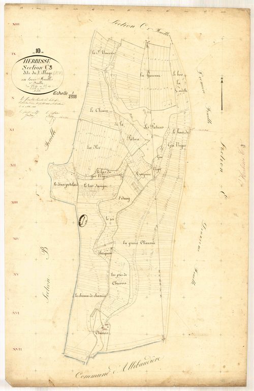 Herbisse, section C dite du village, feuille n° 3, parcelles n°687-1417