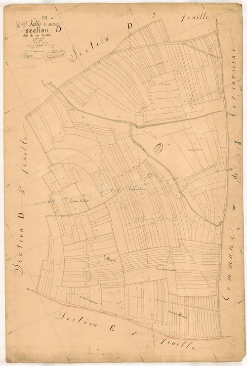 Jully-sur-Sarce, section D dite de la savatte, feuille n° 3, parcelles n°442-709