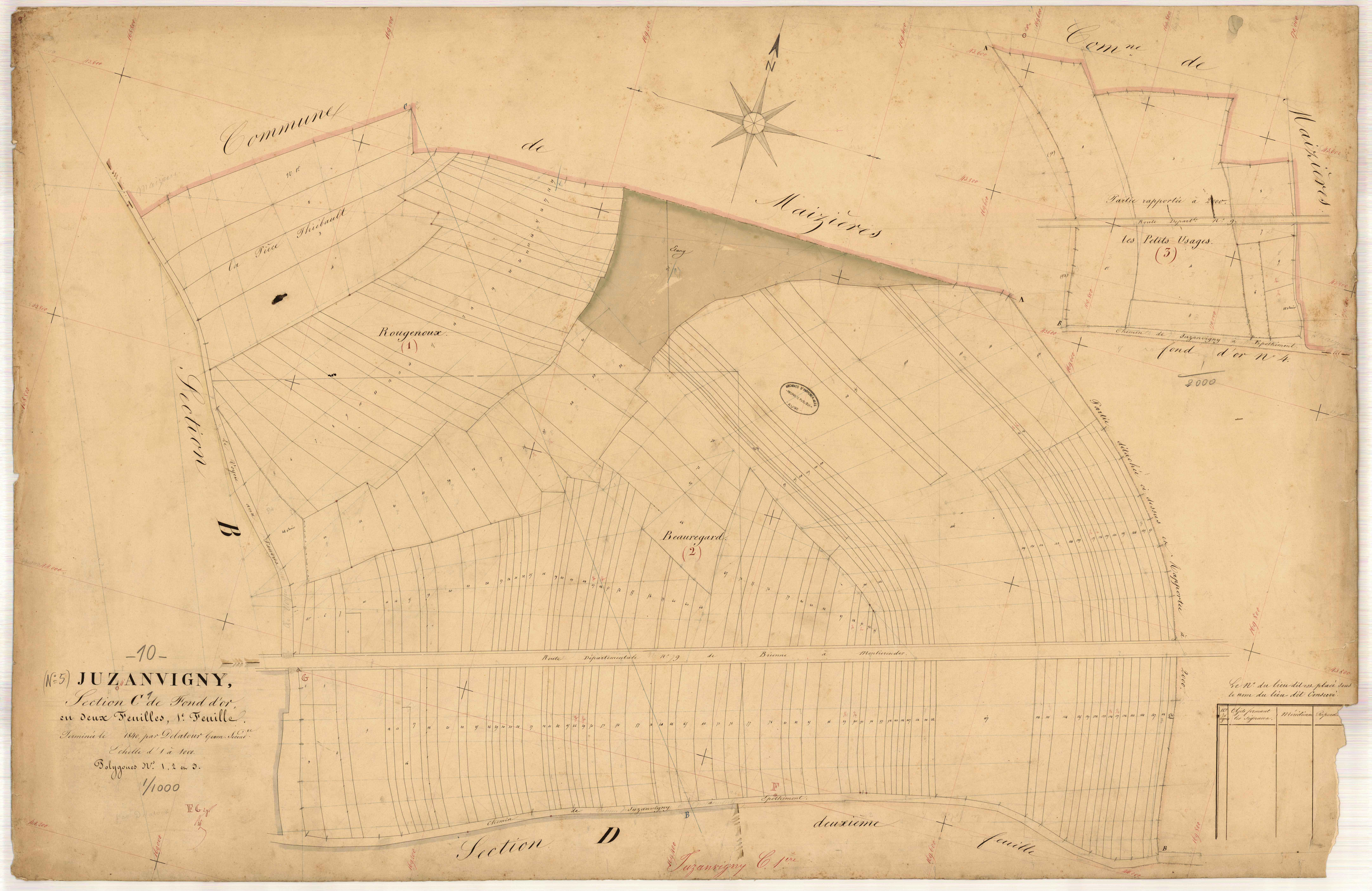 Juzanvigny, section C dite de fond d'or, feuille n° 1