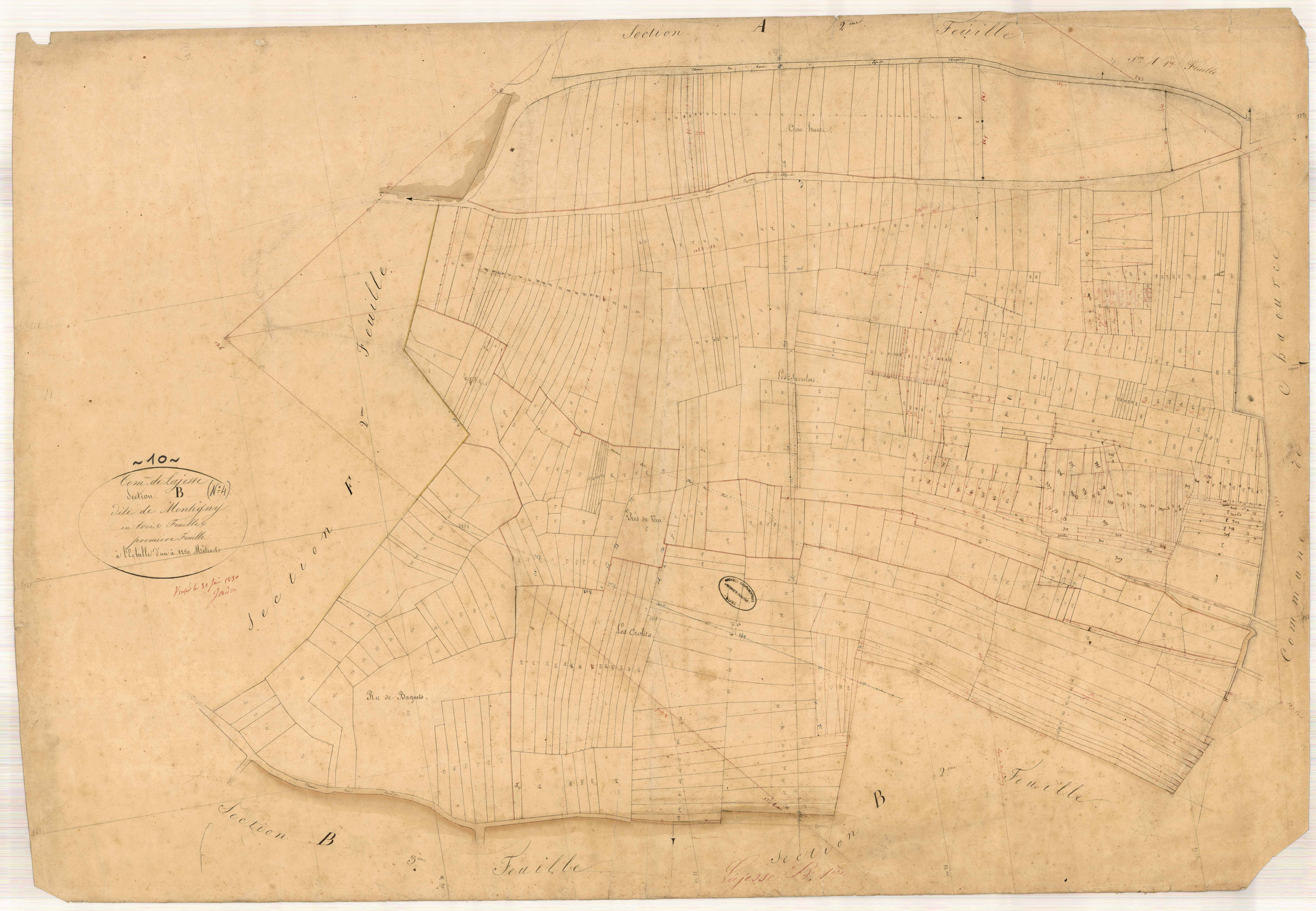 Lagesse, section B dite de Montigny, feuille n° 1