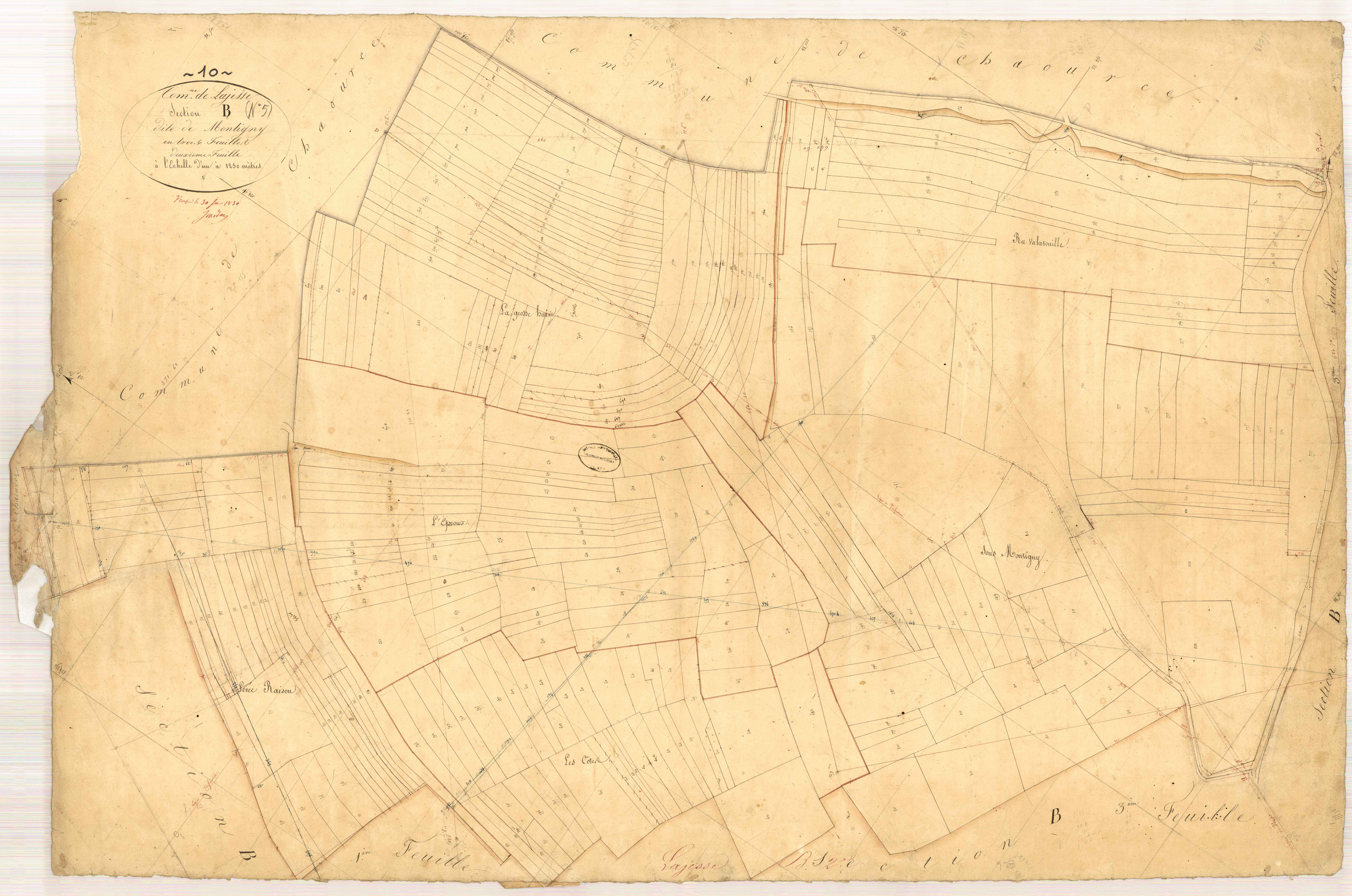 Lagesse, section B dite de Montigny, feuille n° 2