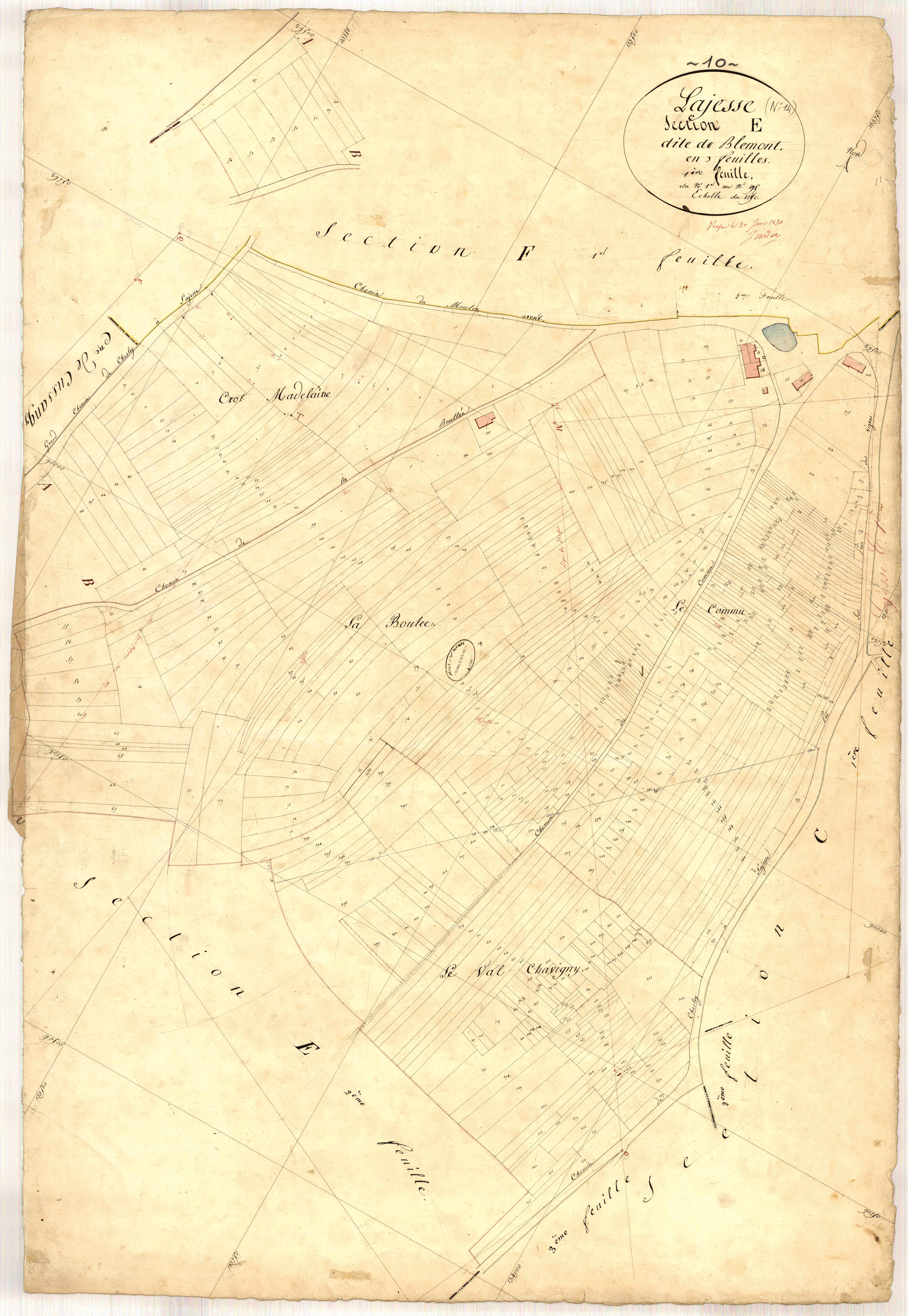 Lagesse, section E dite de blemont, feuille n° 1, parcelles n°1-495