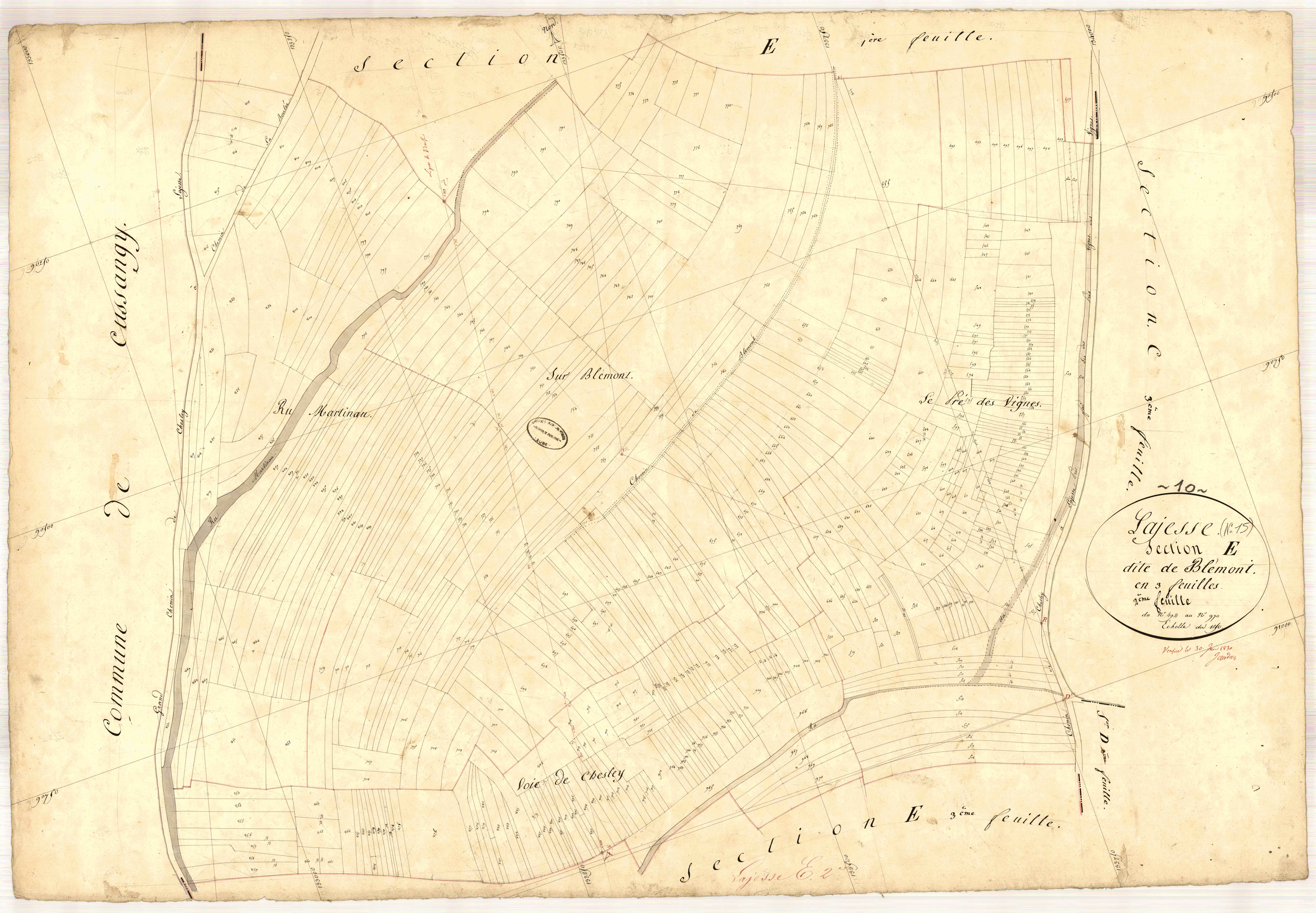 Lagesse, section E dite de blemont, feuille n° 2, parcelles n°492-970