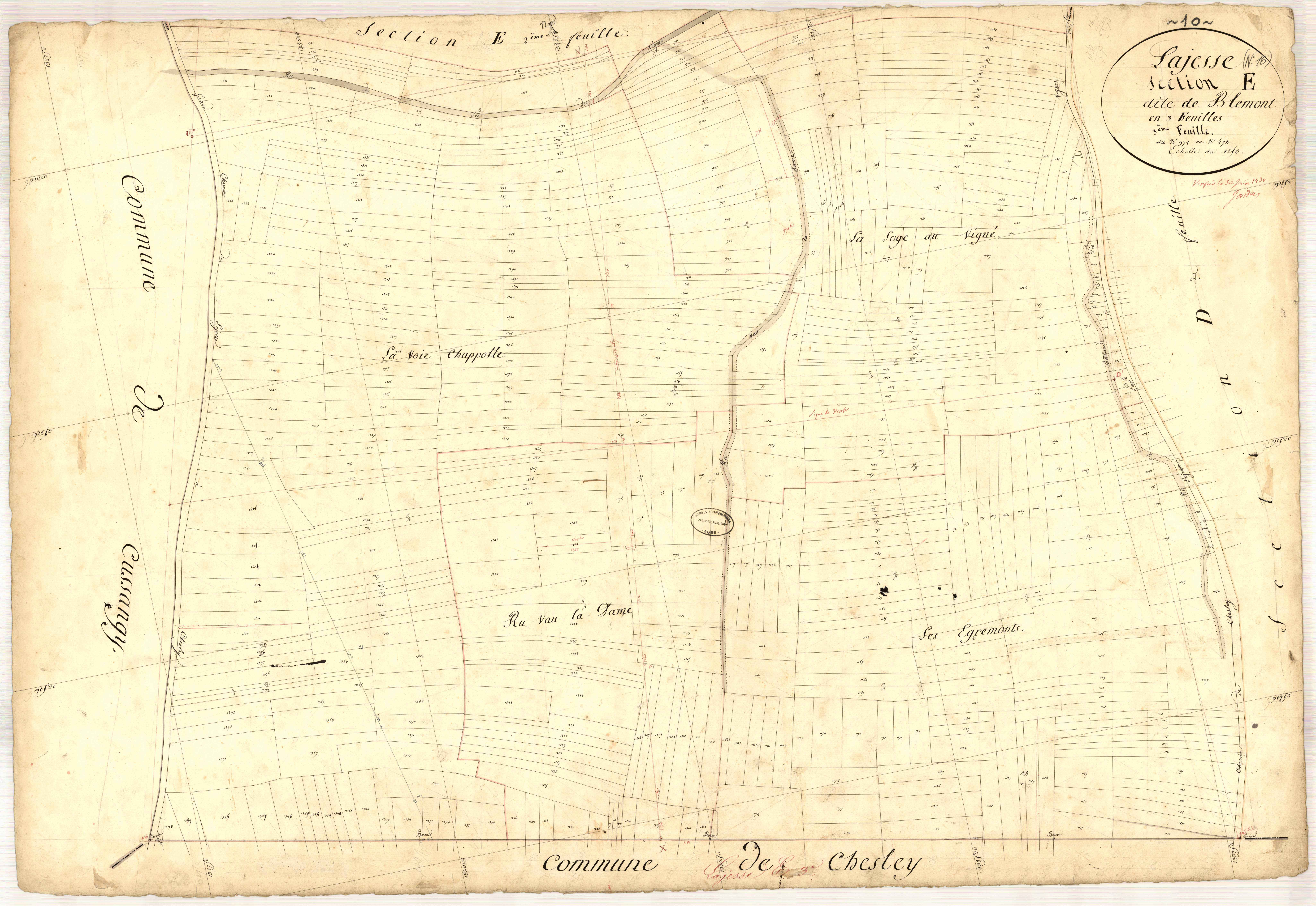 Lagesse, section E dite de blemont, feuille n° 3, parcelles n°971-1406