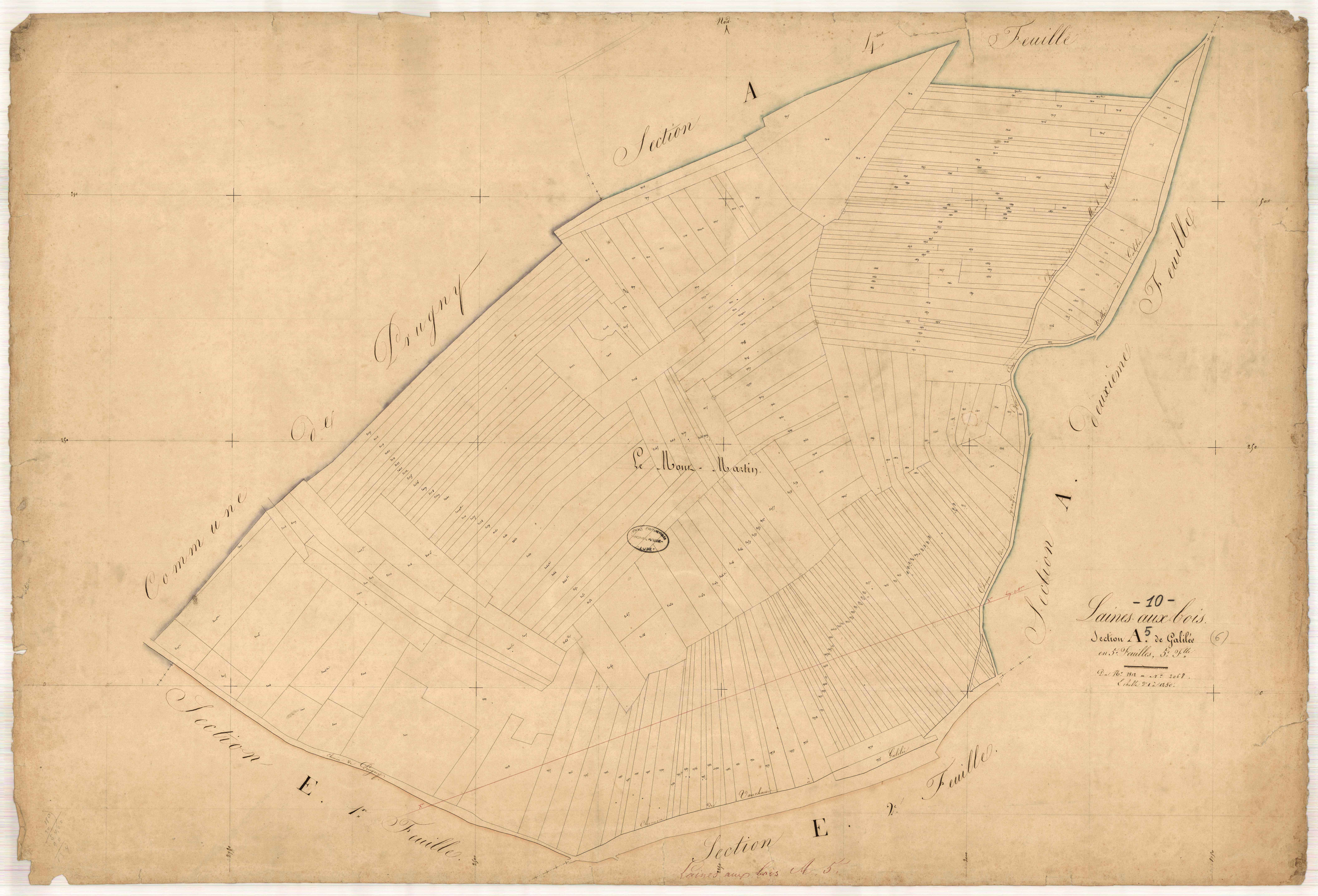 Laines-aux-Bois, section A dite de Galilée, feuille n° 5, parcelles n°