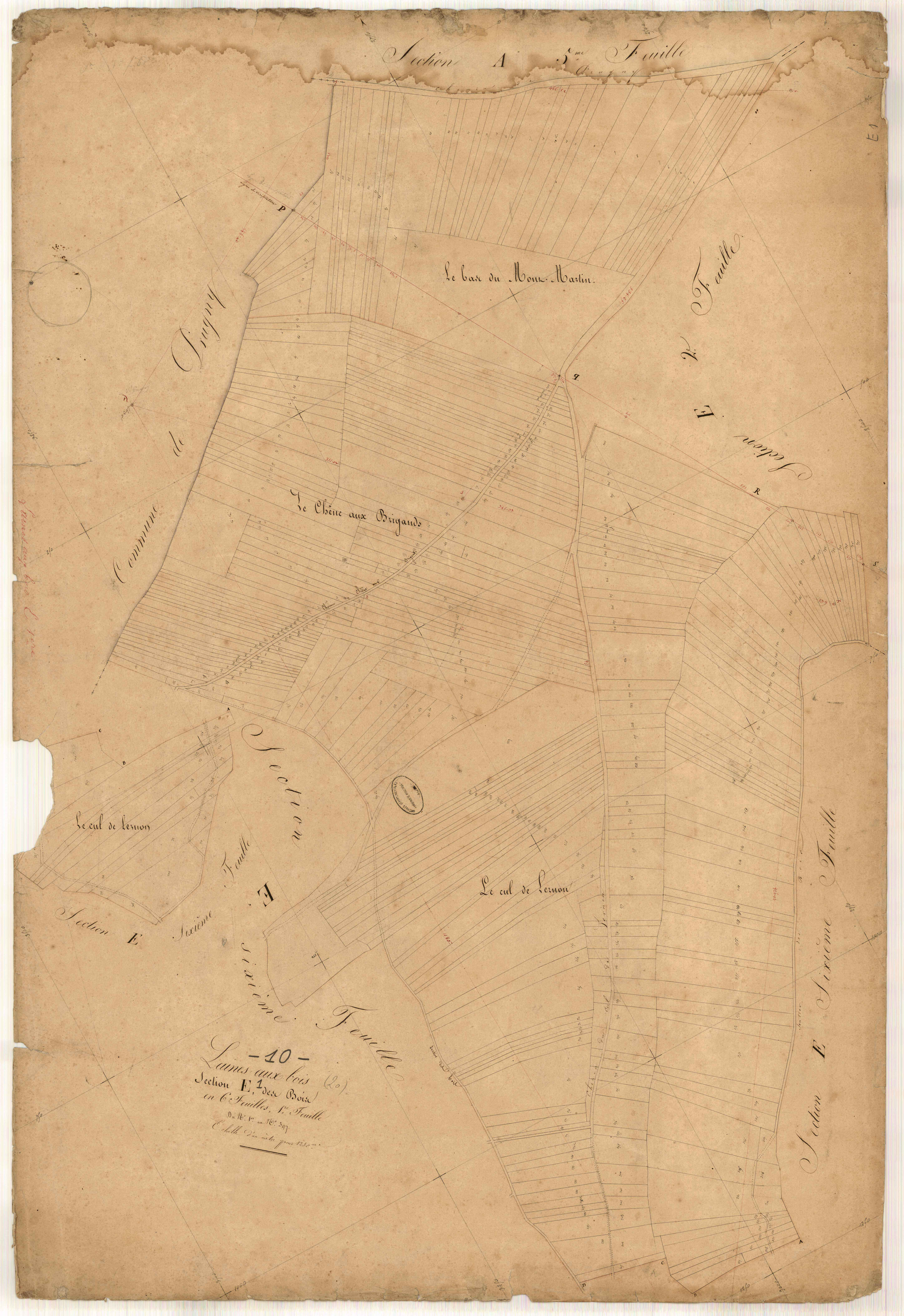 Laines-aux-Bois, section E dite des Bois , feuille n° 1, parcelles n°1-397