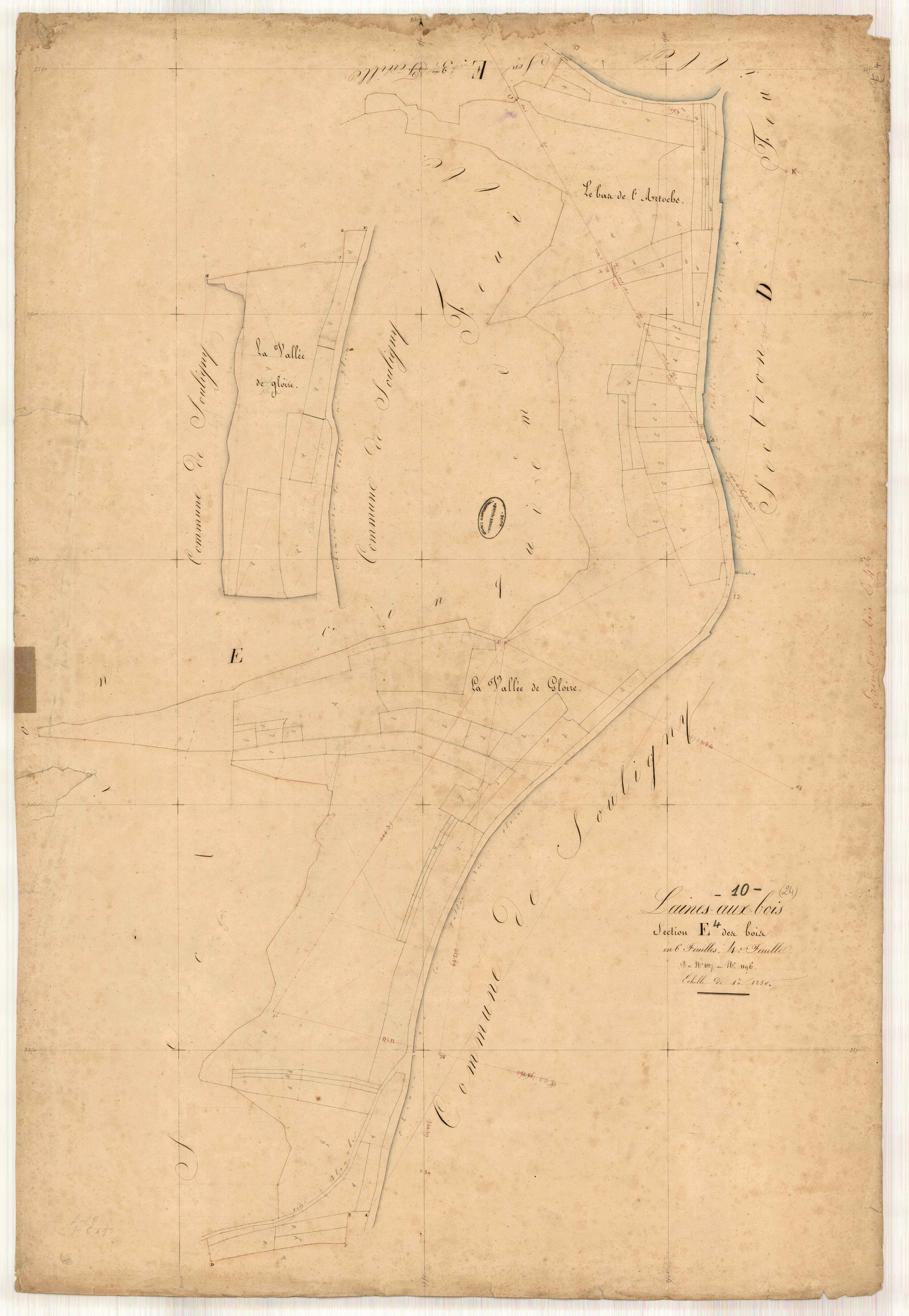 Laines-aux-Bois, section E dite des Bois , feuille n° 4, parcelles n°1127-1196