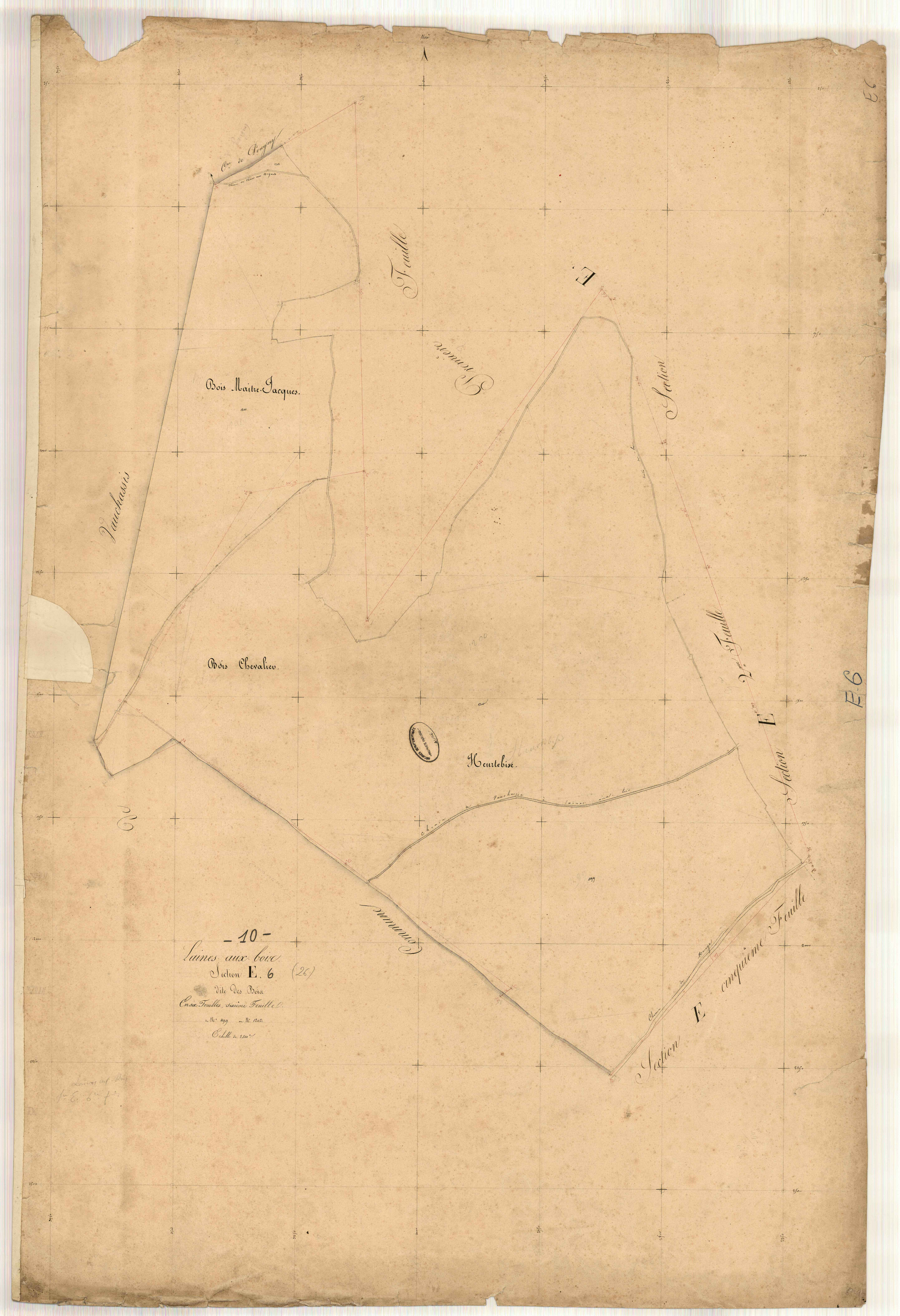 Laines-aux-Bois, section E dite des Bois , feuille n° 6, parcelles n°1199-1202