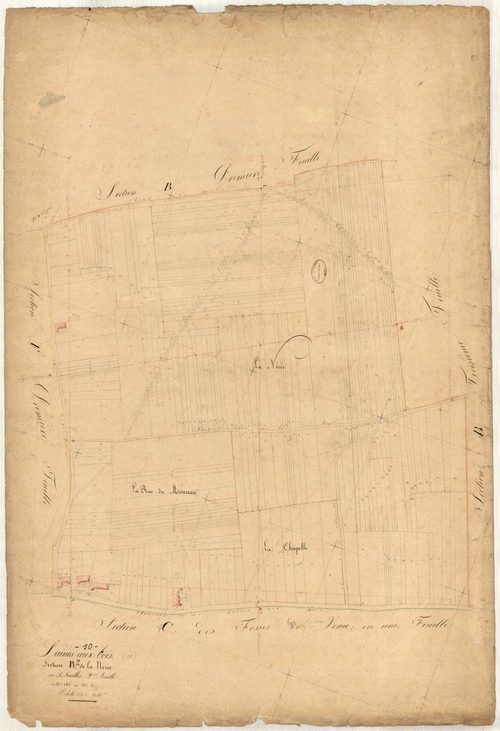 Laines-aux-Bois, section B dite de la Nérée, feuille n° 2, parcelles n°385-677