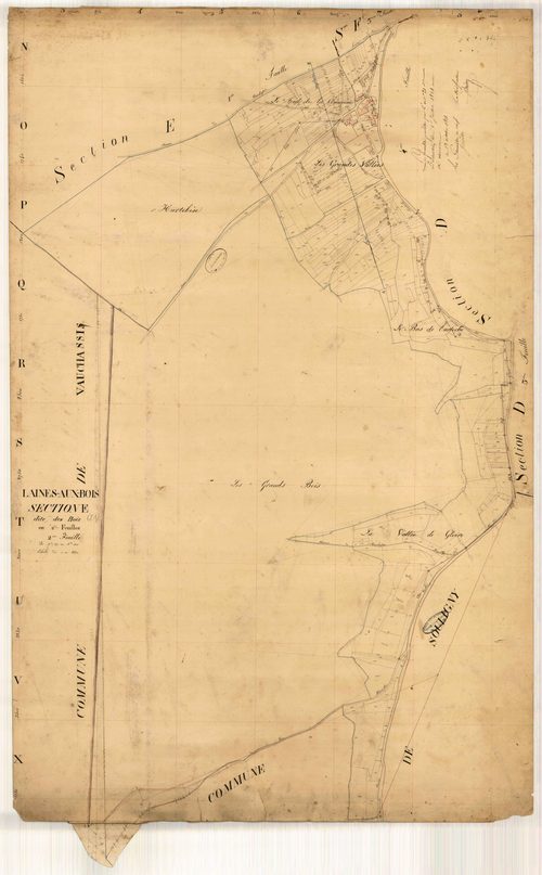 Laines-aux-Bois, section E dite des Bois , feuille n° 2, parcelles n°877-1200