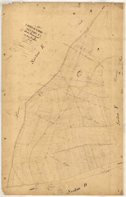 Laines-aux-Bois, section F dite de Beauregard, feuille n° 3, parcelles n°1576-1934