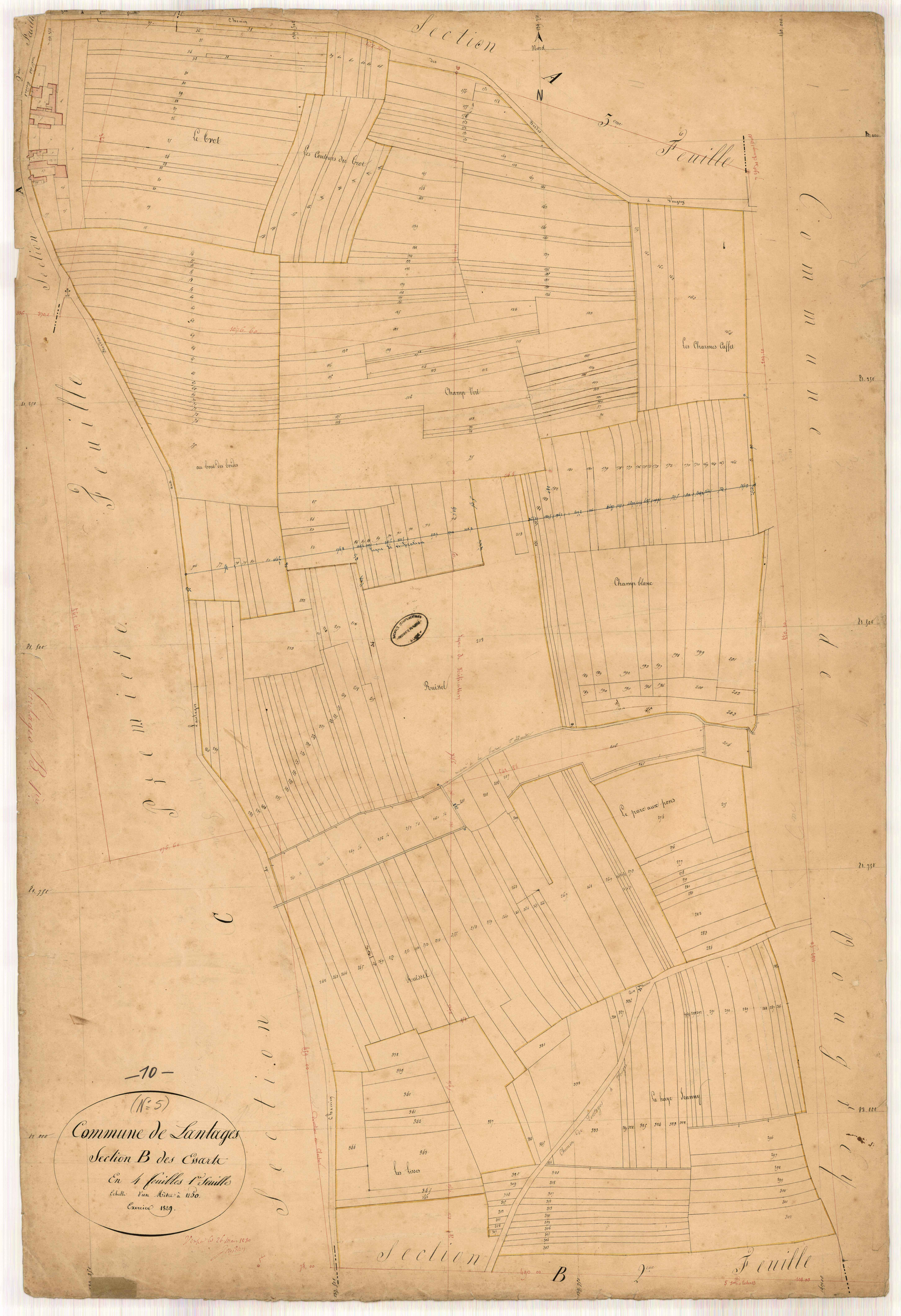 Lantages, section B dite des Essarts, feuille n° 1