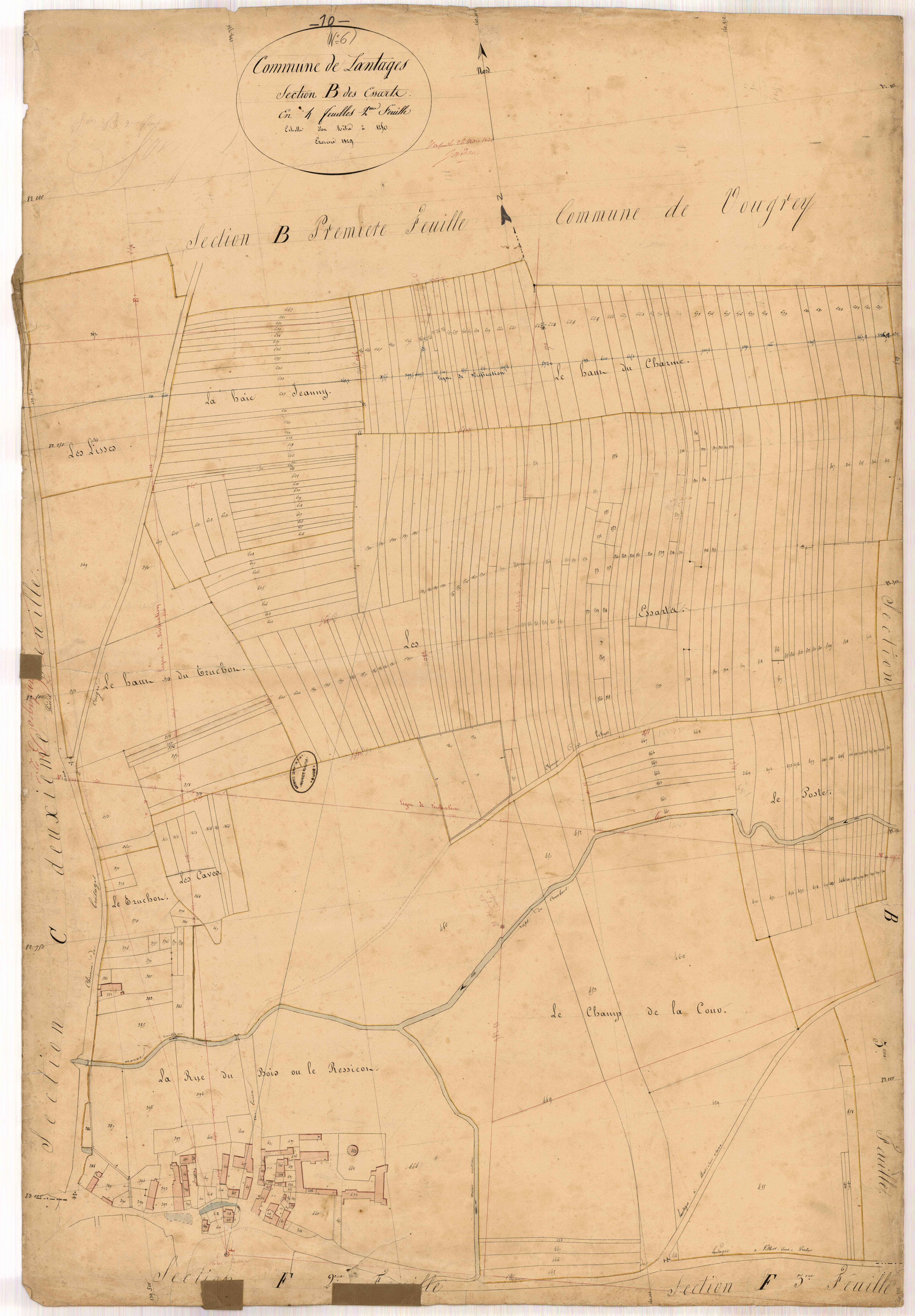 Lantages, section B dite des Essarts, feuille n° 2