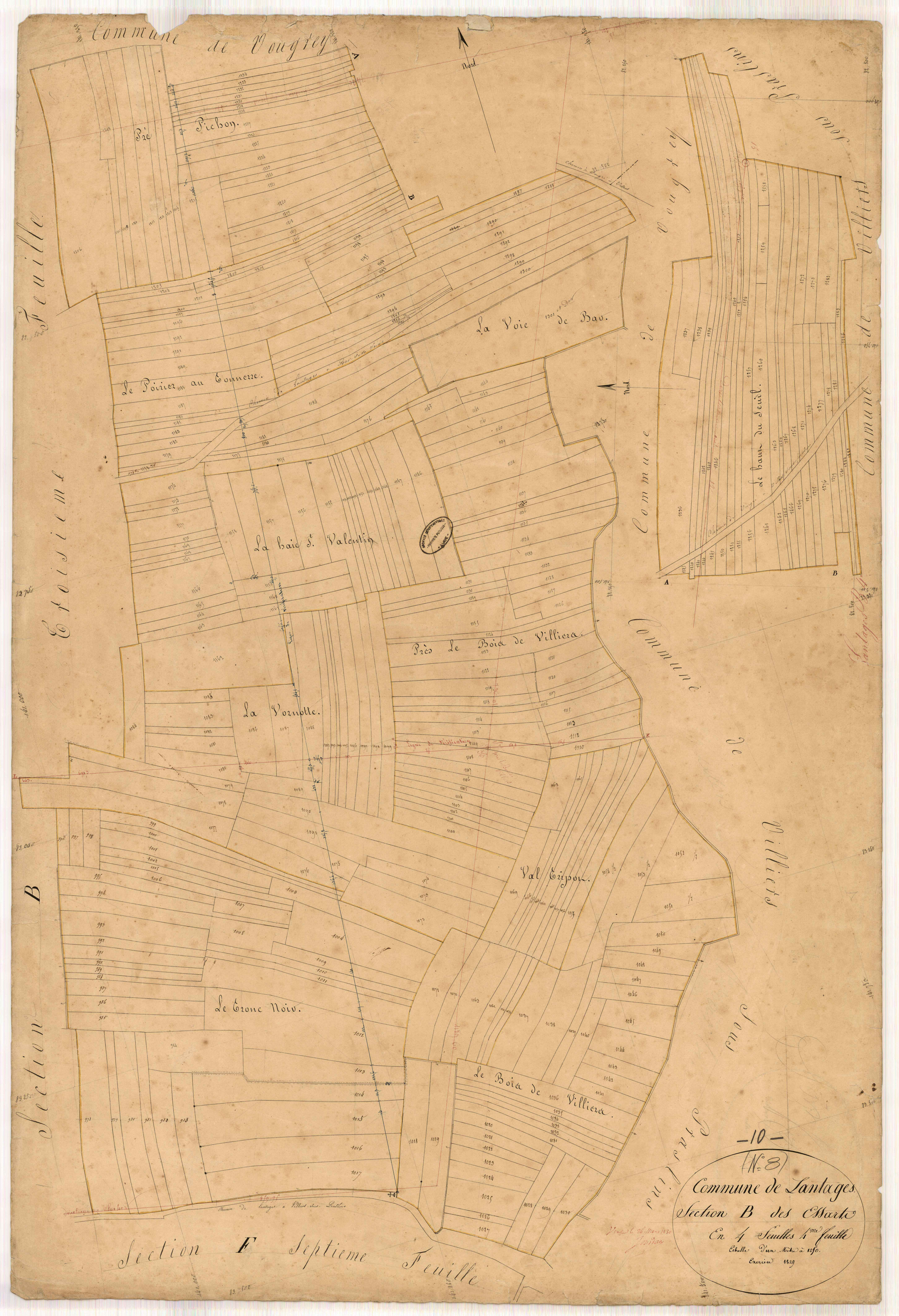 Lantages, section B dite des Essarts, feuille n° 4