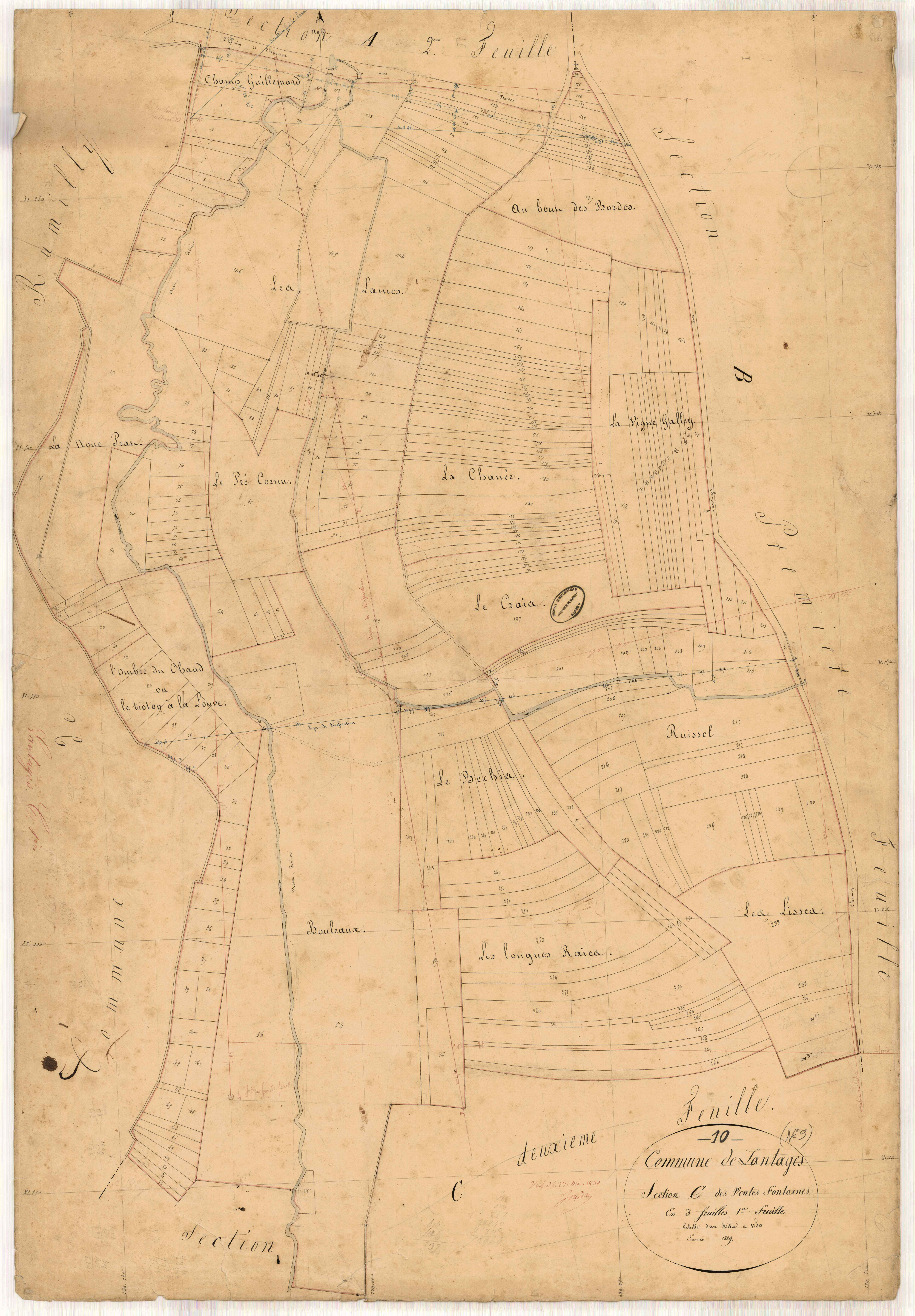 Lantages, section C dite des Ventes Fontaines, feuille n° 1